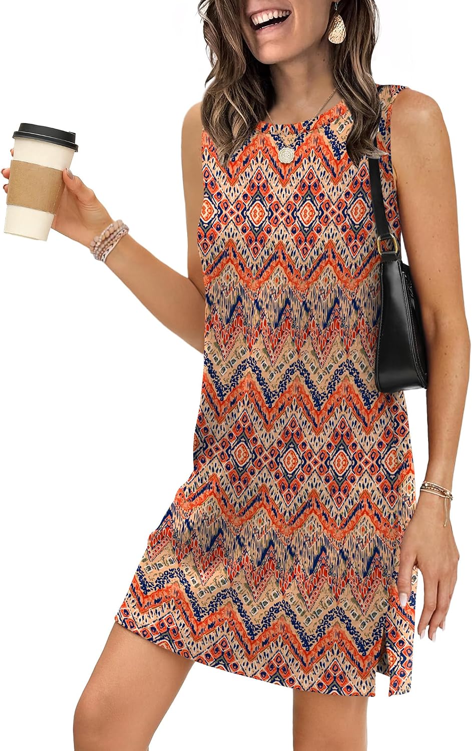 Detalle de WIHOLL Casual Dresses for Women Crewneck Sleeveless Tank Dress