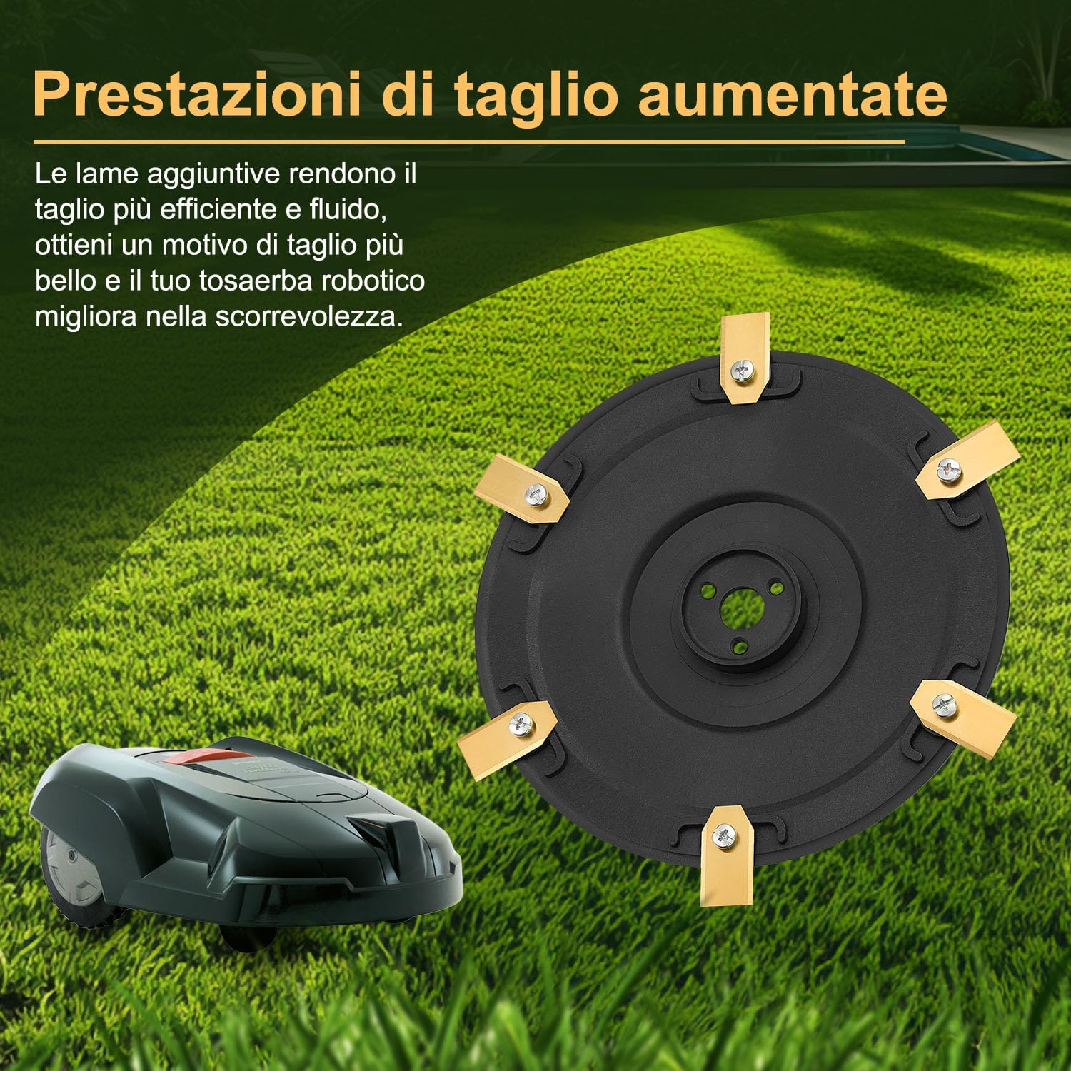 Thumbnail 5 de FourShow Lame di ricambio e piatto porta-lame per robot tosaerba (compatibili Husqvarna Automower G2 e Gardena R160)