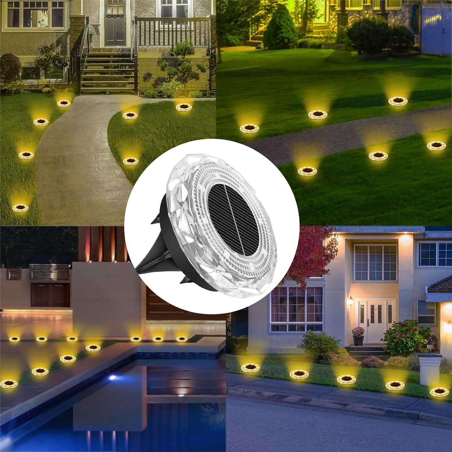 Thumbnail 6 de YIFMOO solarne lampy ogrodowe, zestaw 8 szt., 8 LED, ciepła biel, IP65