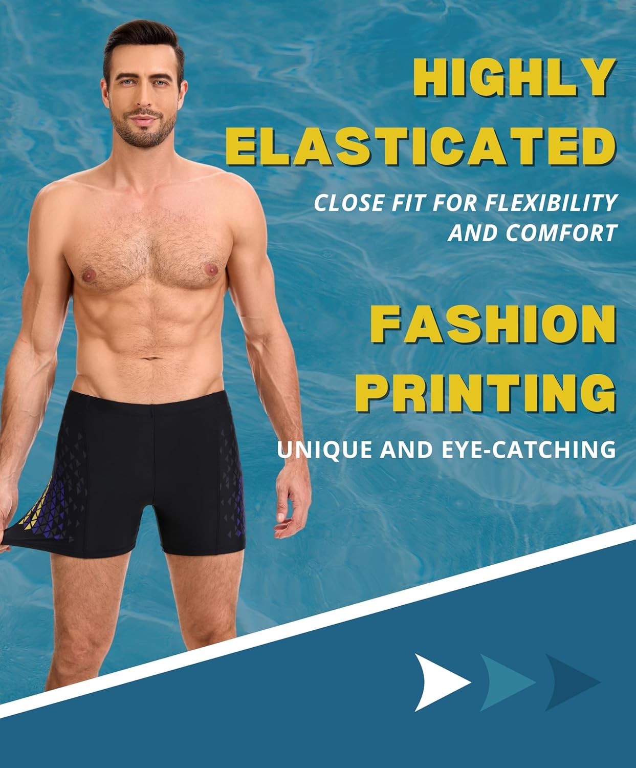 Thumbnail 3 de AMZSPORT maillot de bain homme short à séchage rapide hydrophobe, avec cordon de serrage