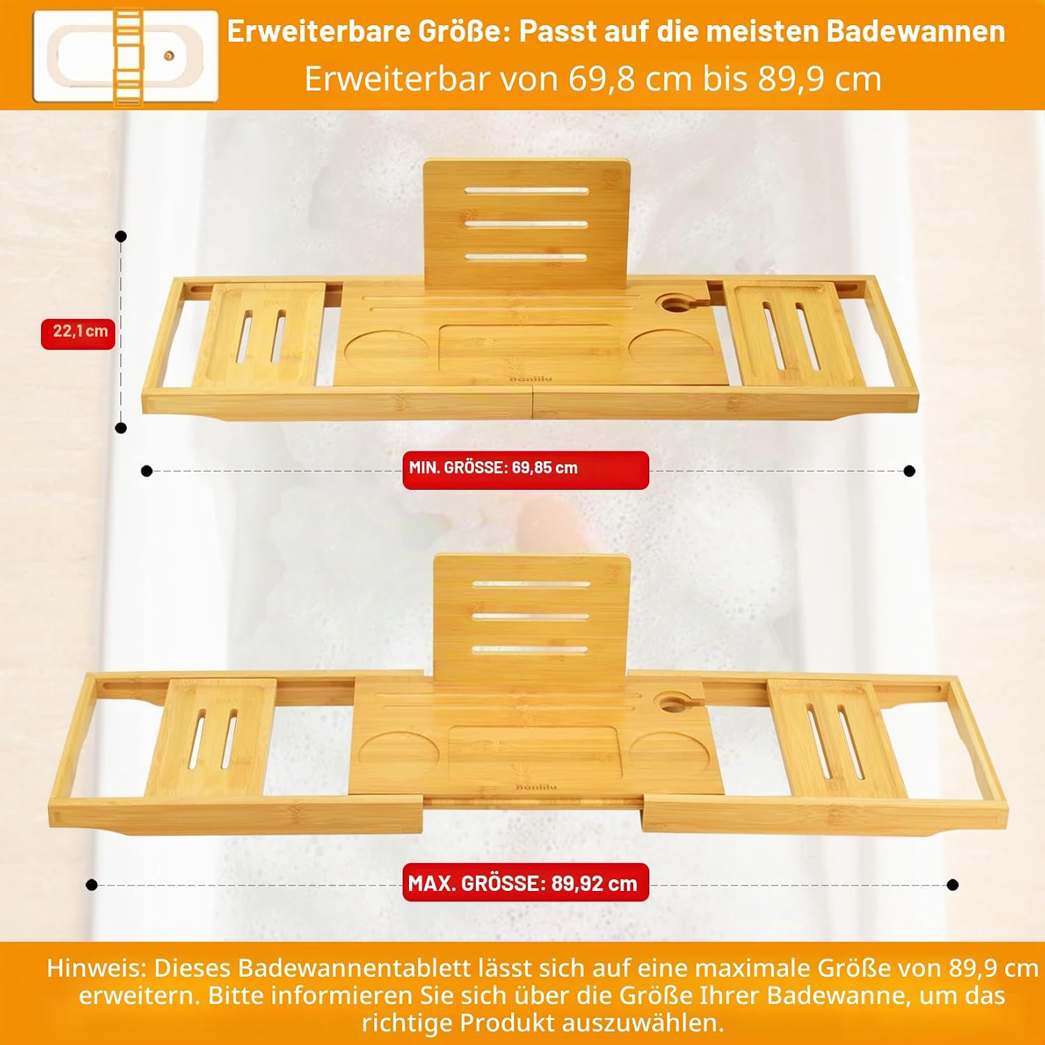 Detalle 2 de Badewannenablage ausziehbar 70–82 cm