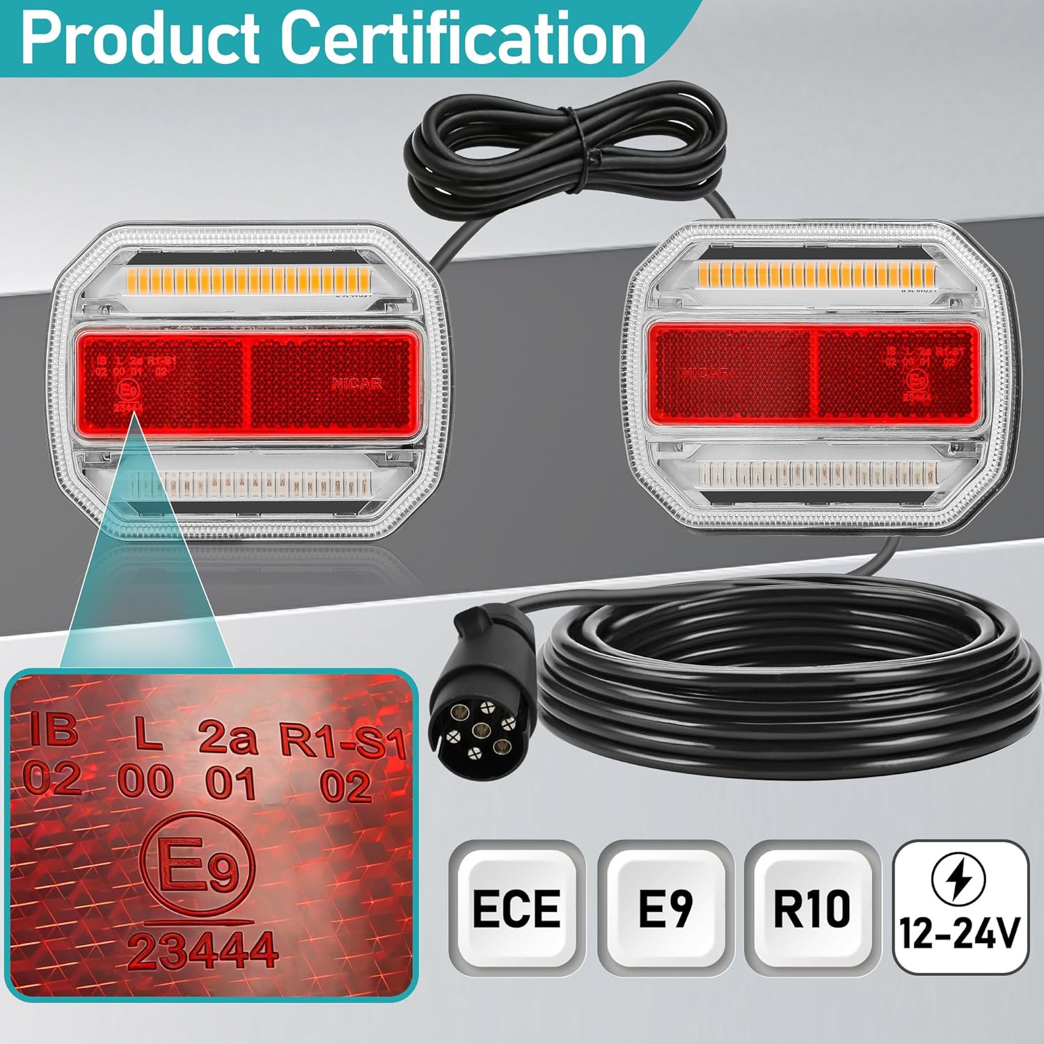 Thumbnail 3 de DARKGUARD Magnetic LED Trailer Lights Kit with 7 Pin Plug, IP65 (12V/24V) – 7.5m Cable