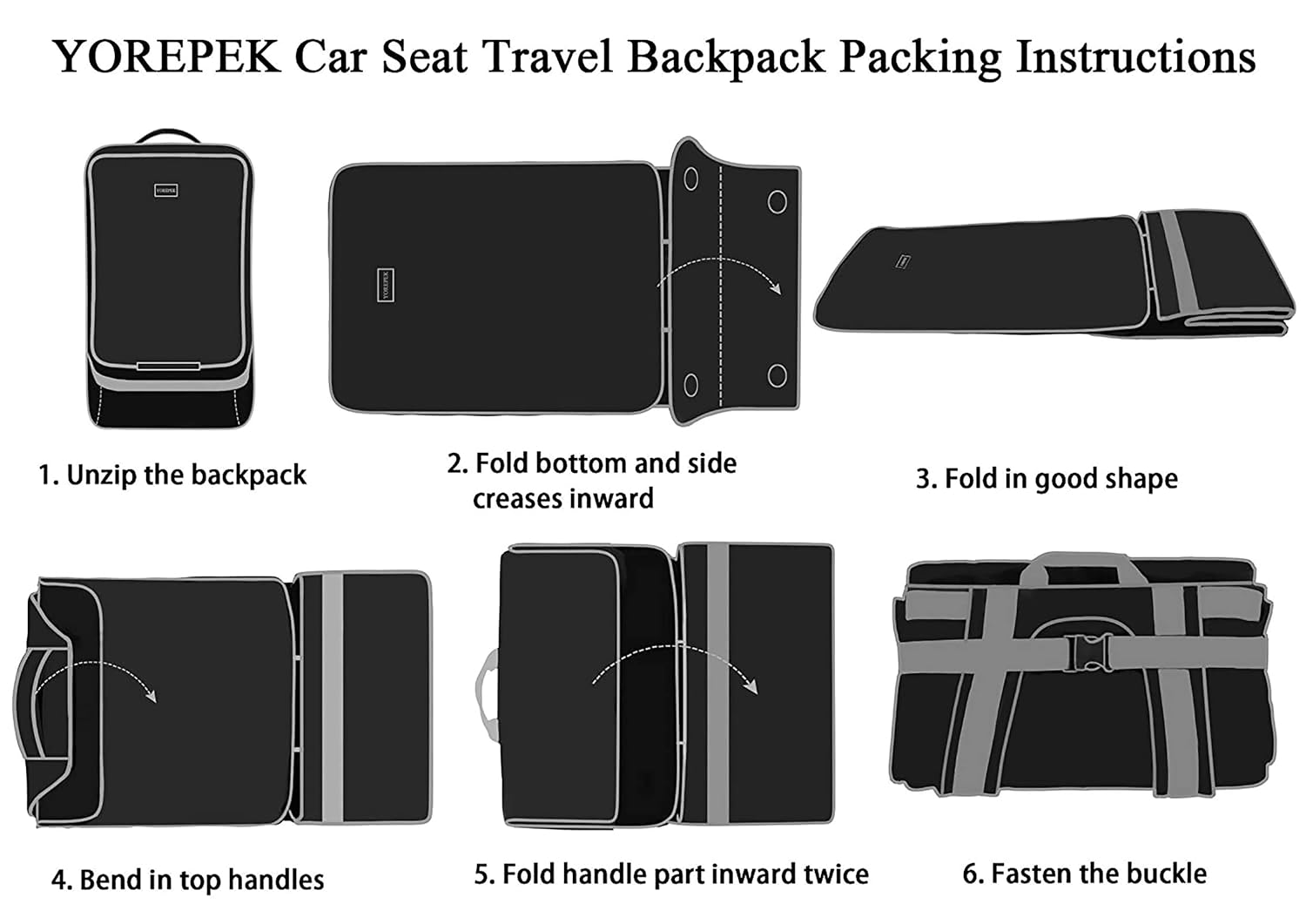 Thumbnail 6 de YOREPEK Padded Car Seat Travel Bag Backpack, Water-Resistant, 17 x 17 x 28 in