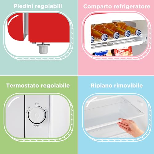 Thumbnail 7 de COMFEE' Mini Frigo 93L Monoporta Design Retrò Rosso – Eleganza compatta per la casa o l'ufficio