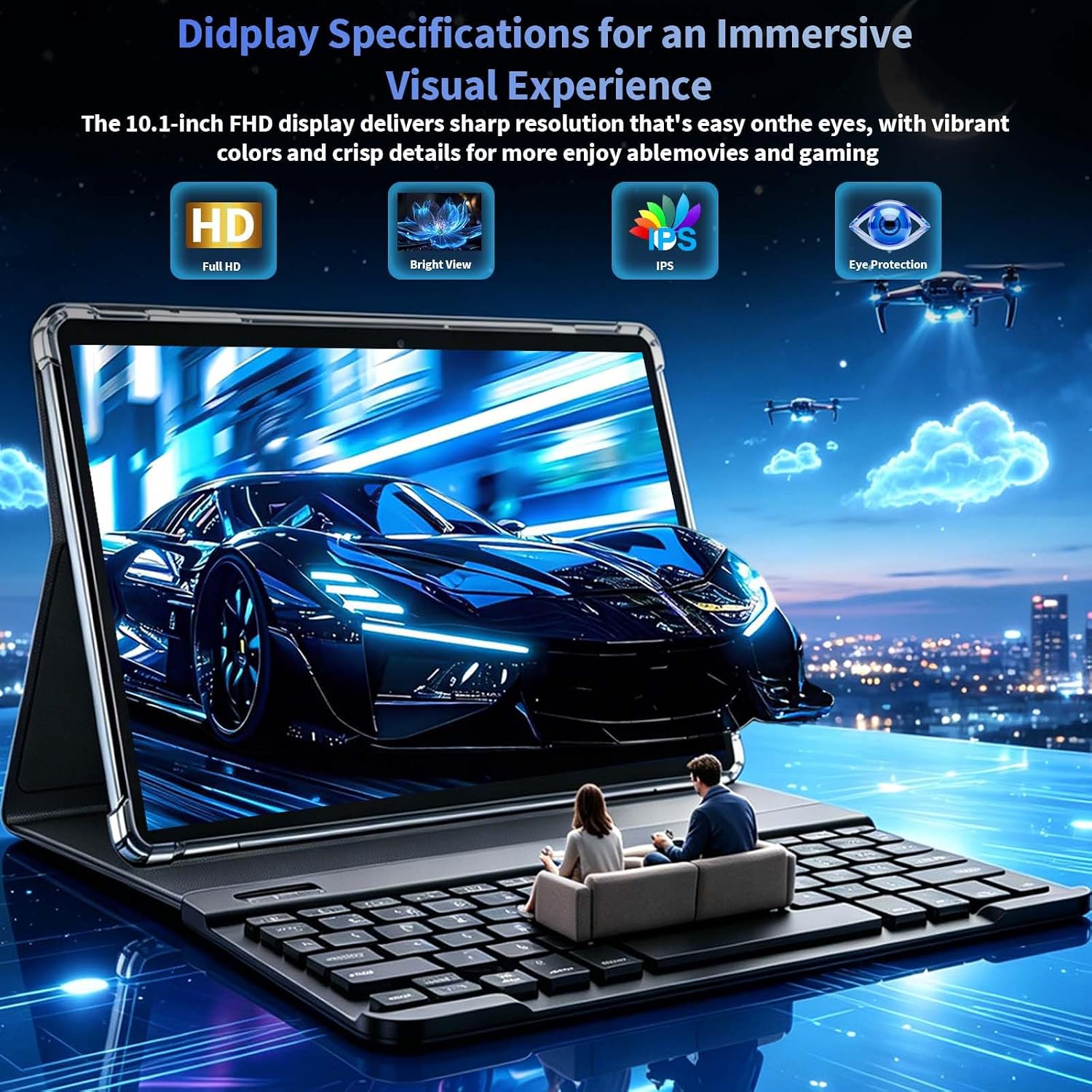 Thumbnail 3 de Relndoo P60 10.1-Inch Android 16 Tablet with Keyboard and Expandable Storage