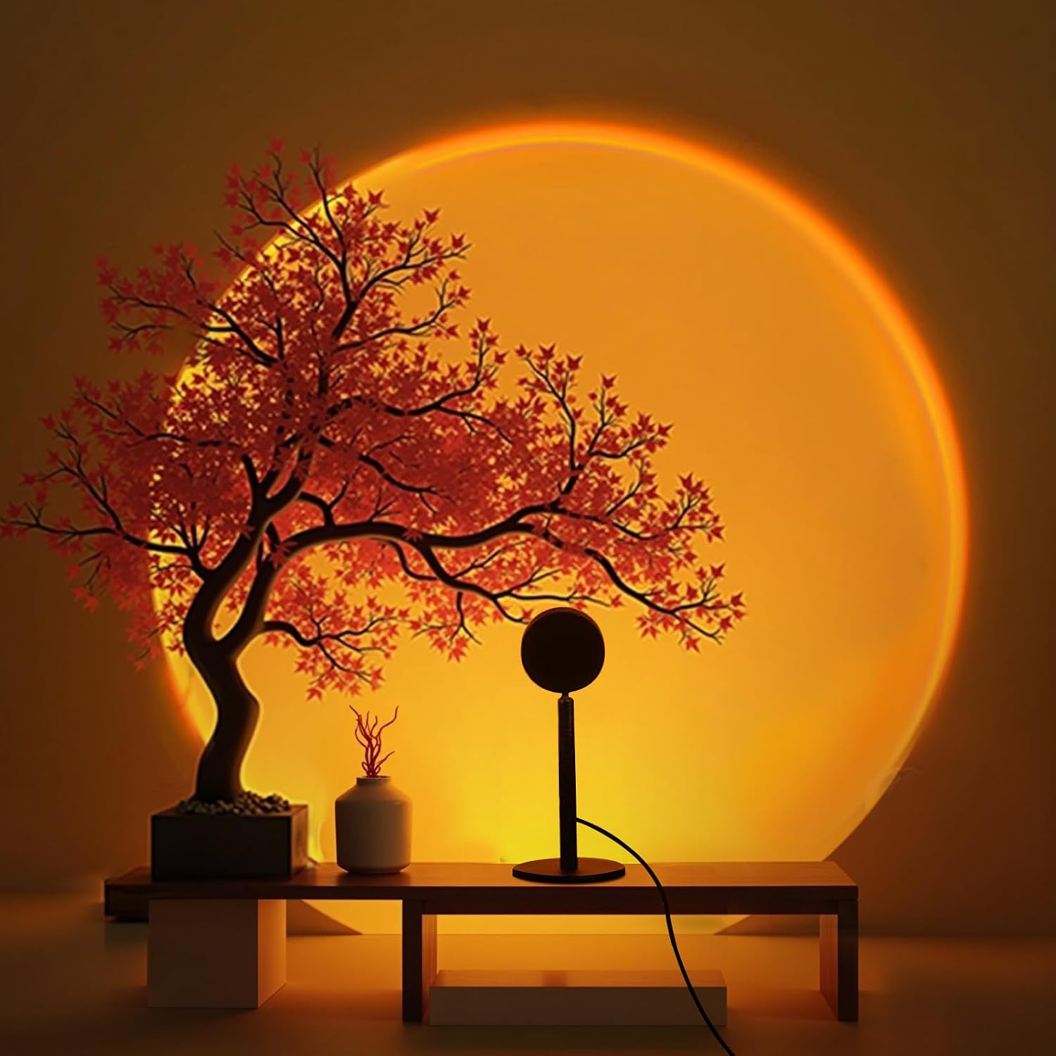 Detalle de GY Sunset Lamp: 4 Farben Sunset Lamp mit USB, 180° Schwenklicht für Fotos, Selfies und Wohnraumdekoration