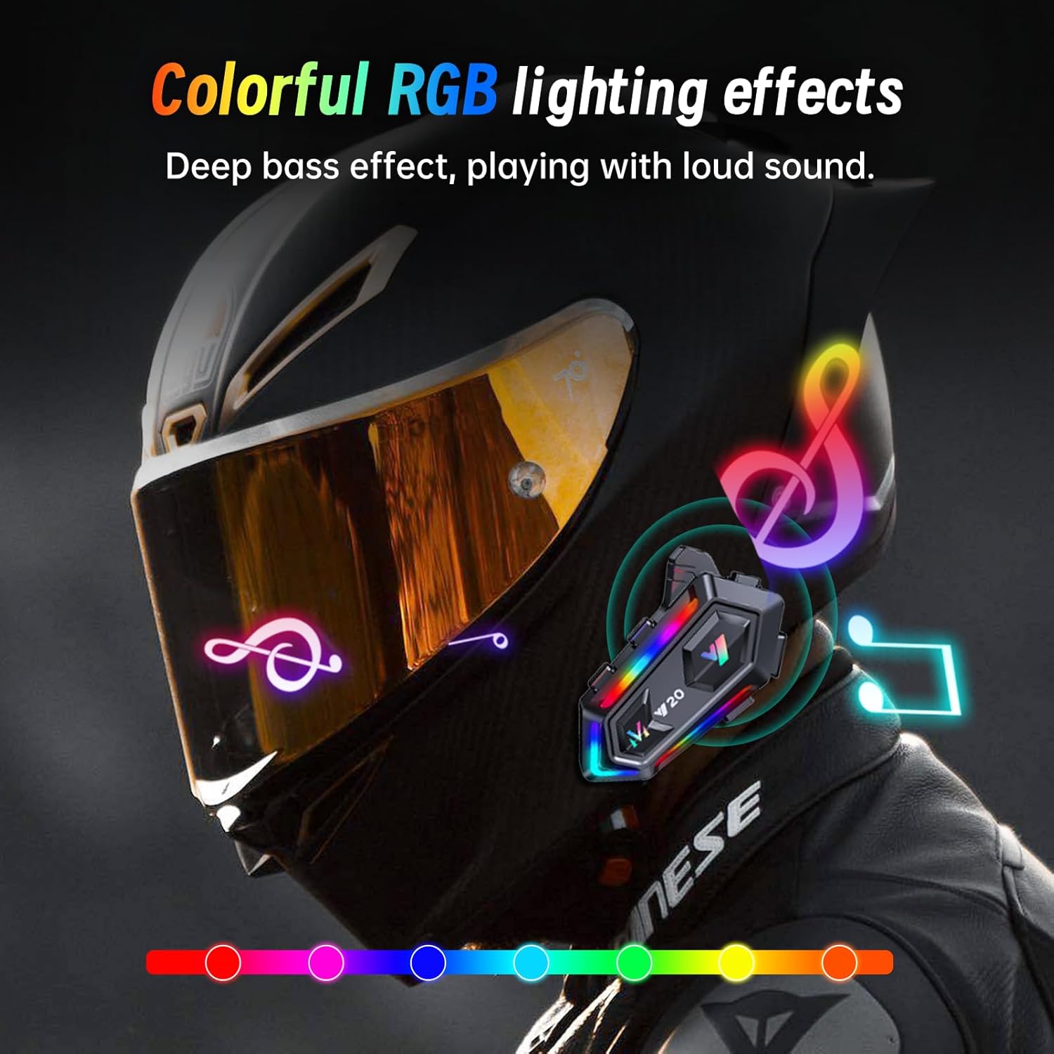 Detalle 2 de Khptop Motorradhelm Bluetooth Headset 1000 mAh