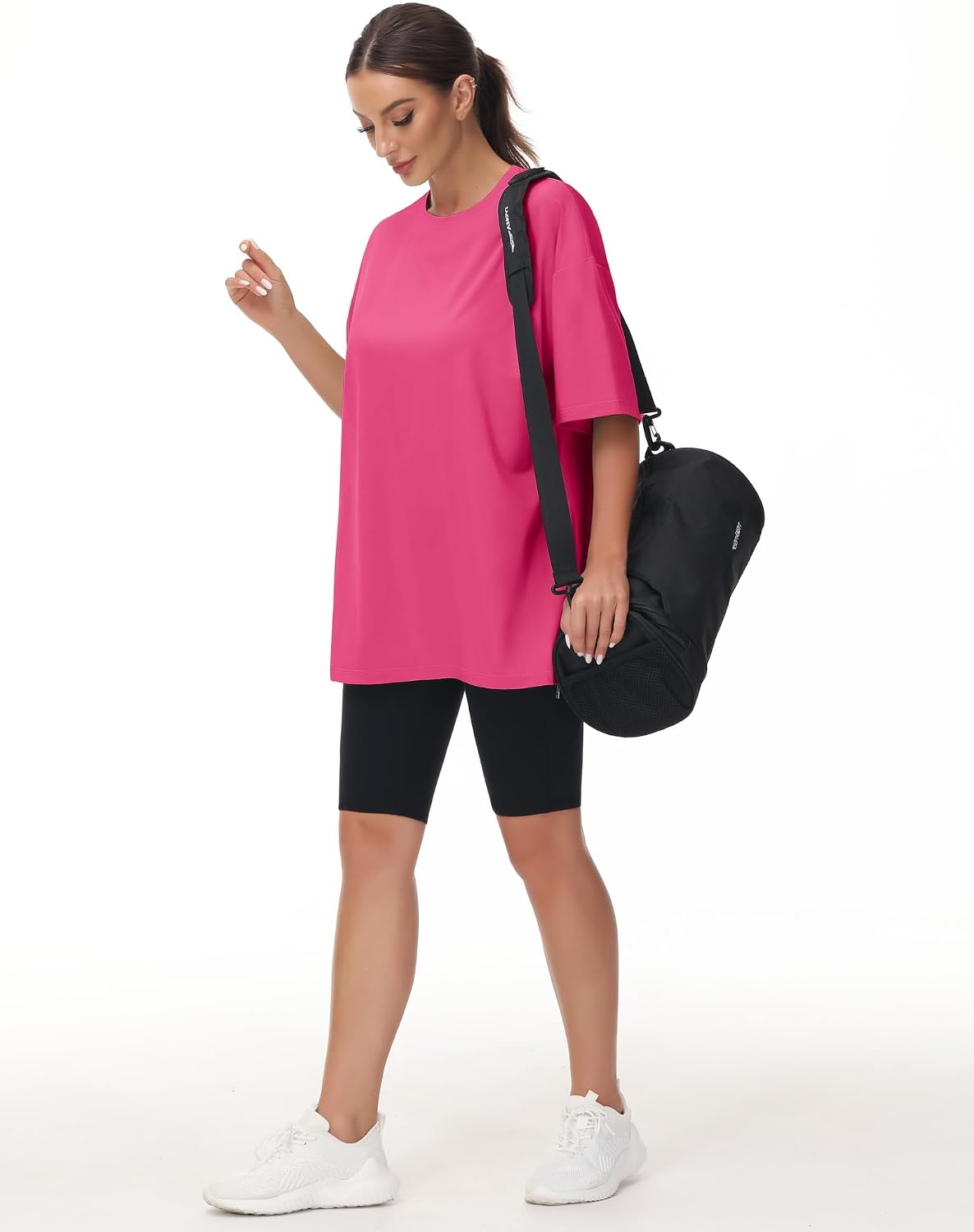 Detalle 2 de THE GYM PEOPLE T-Shirt oversize donna con maniche corte, tessuto comodo e traspirante
