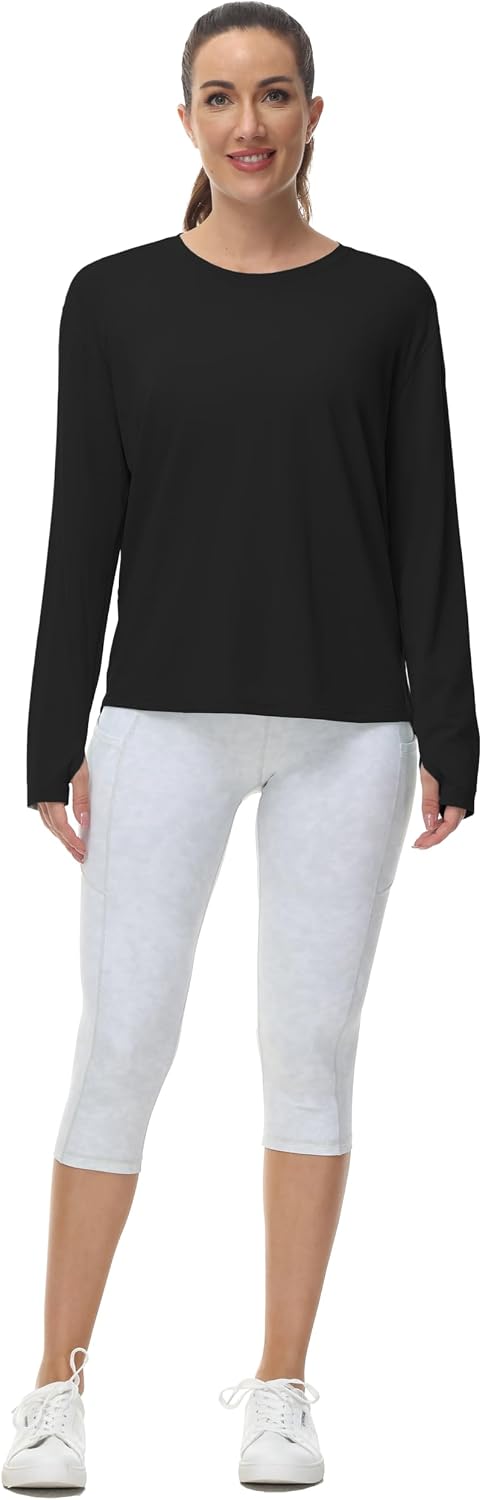 Thumbnail 3 de THE GYM PEOPLE Women's Long Sleeve Sports Shirt, Loose Fit with Thumb Holes