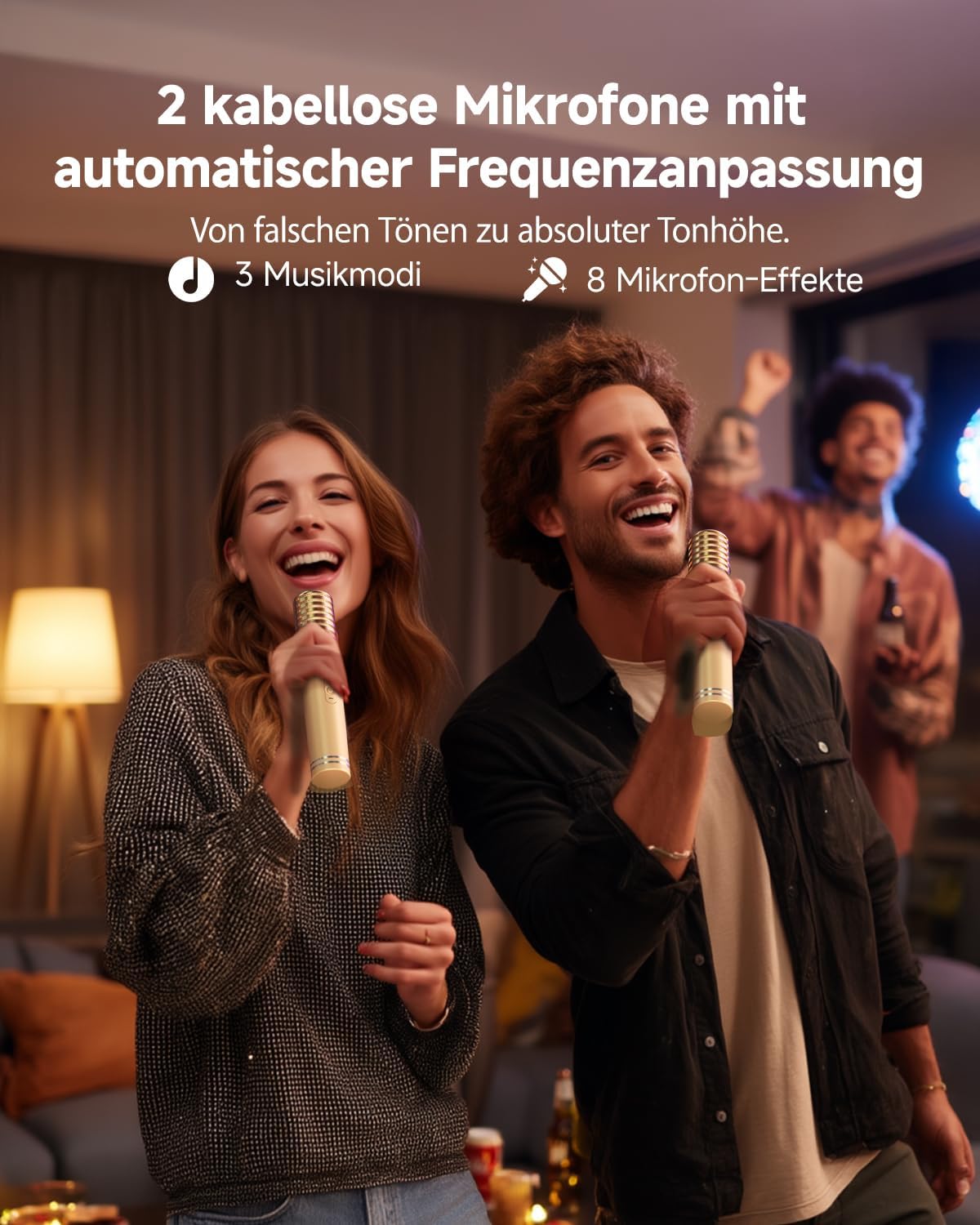 Thumbnail 5 de Ikarao Shell S2 Gold Karaoke-Maschine für Erwachsene mit Songtext-Display, 2 drahtlosen Mikrofonen und TV-Connect