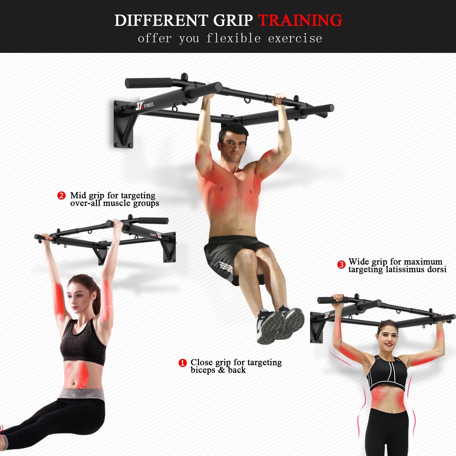 Detalle de JX FITNESS Pull Up Bar wall-mounted 1‑piece for home gym 💪