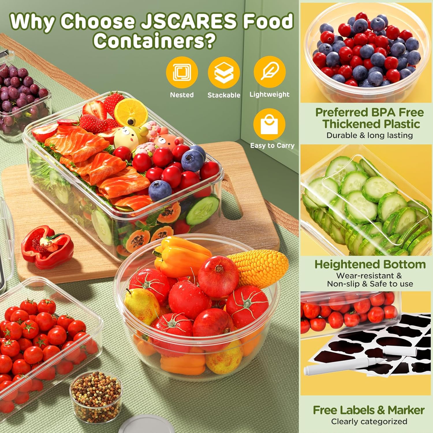 Detalle de JSCARES Food Storage Containers Plastic