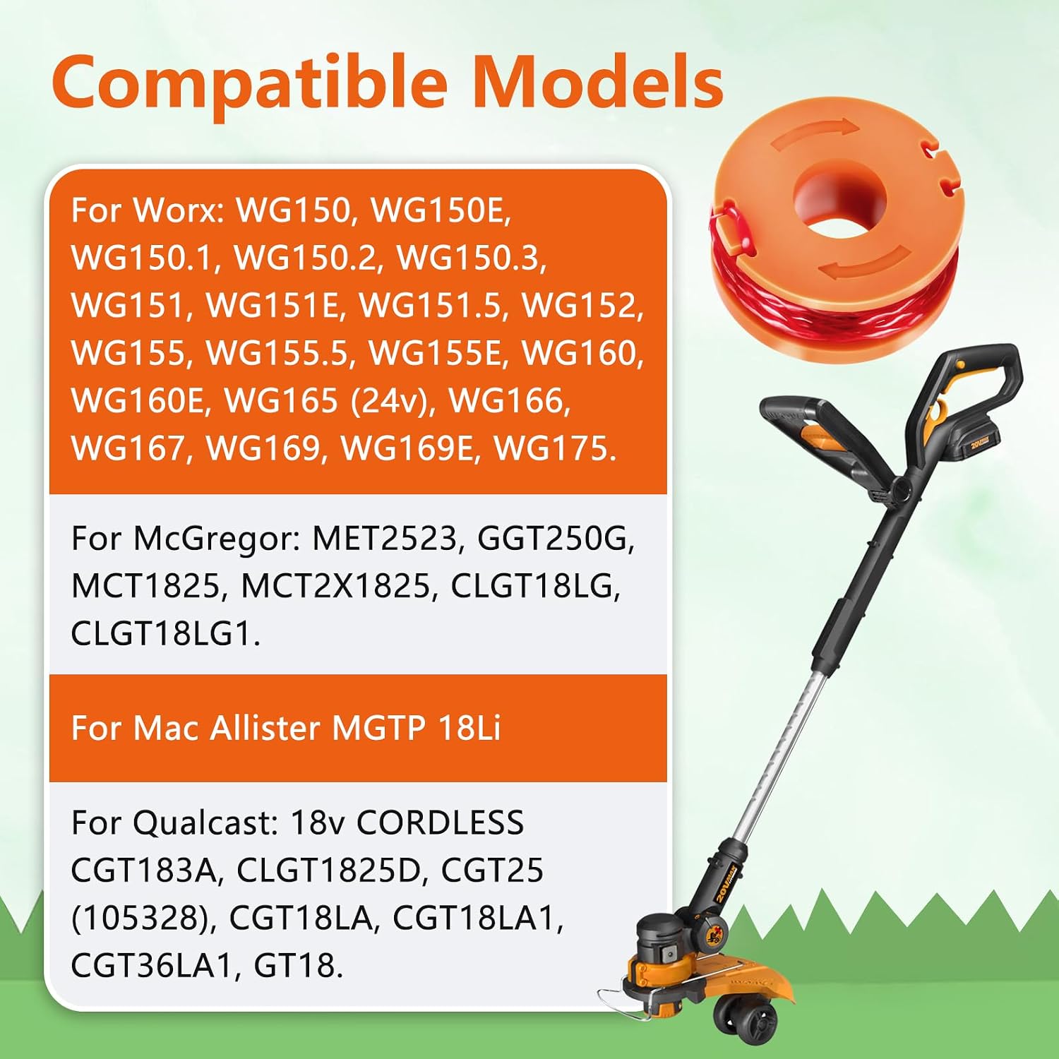 Detalle de Odashen 6-piece strimmer spool replacement for Worx WX150 and select McGregor models (tool-free coil change)