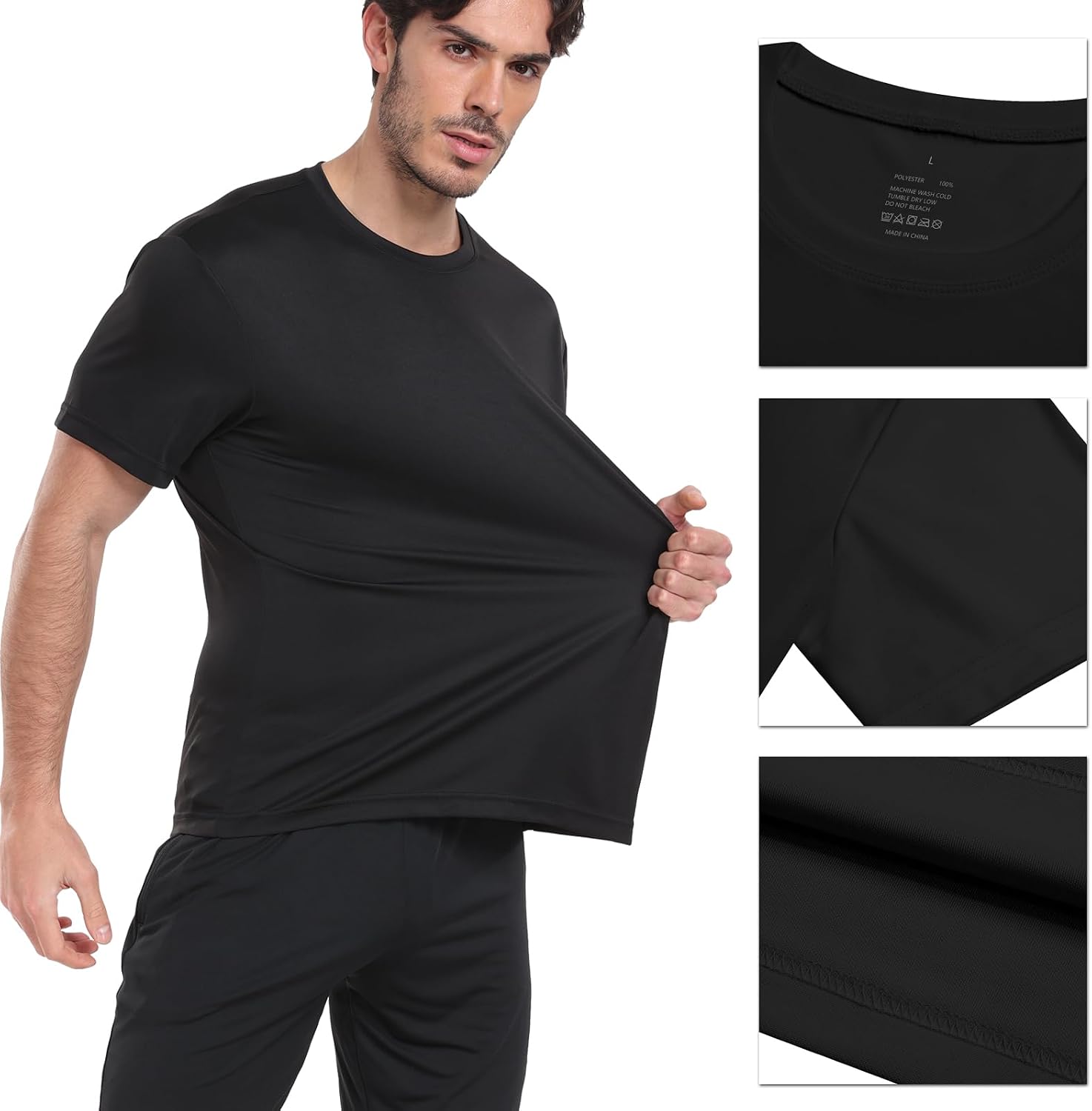 Detalle de HovSiyla 1/5 Pack Workout Shirts for Men – Loose Fit, Quick Dry Short Sleeve Tee
