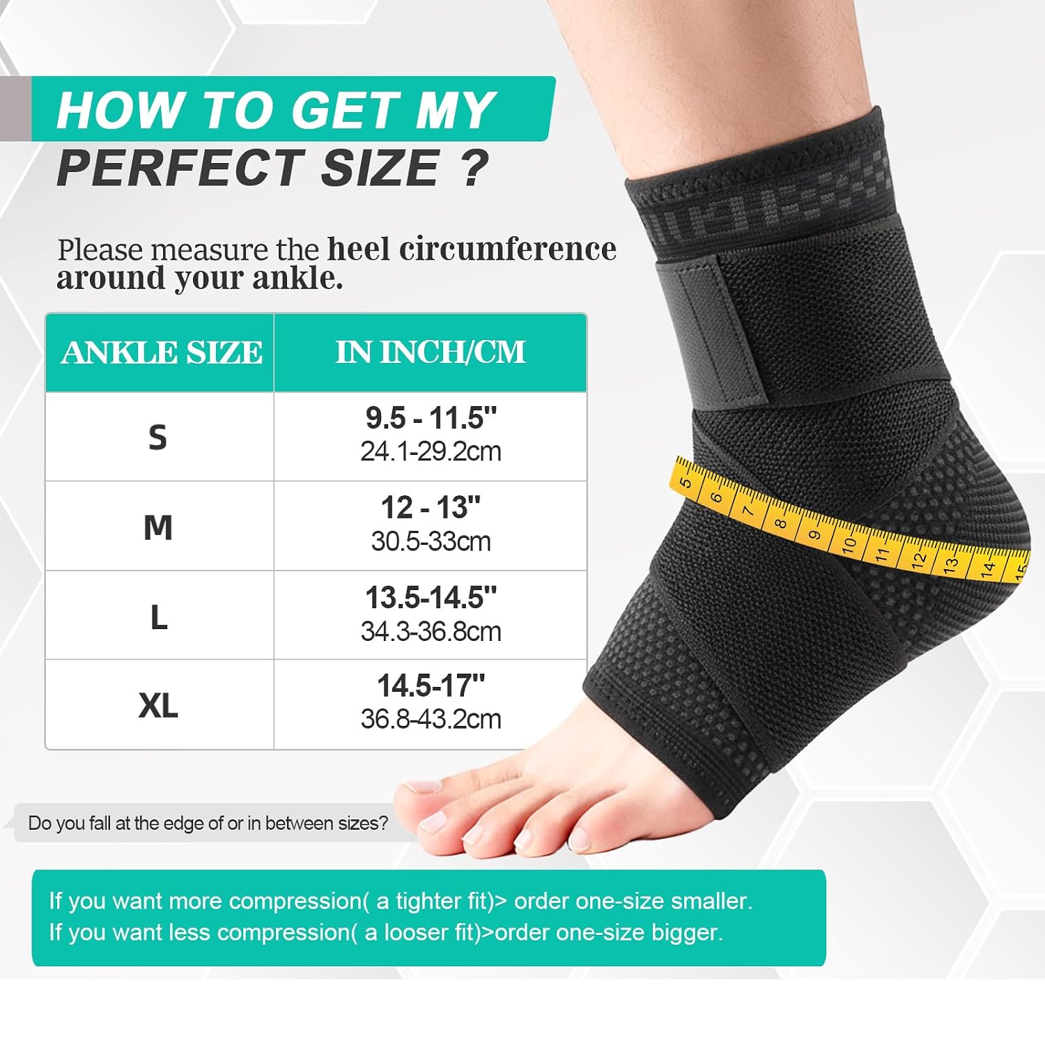 Detalle de Lexniush Sprunggelenkbandage links oder rechts mit verstellbarer „8“-Kompression gegen Plantarfasziitis & Achillessehne