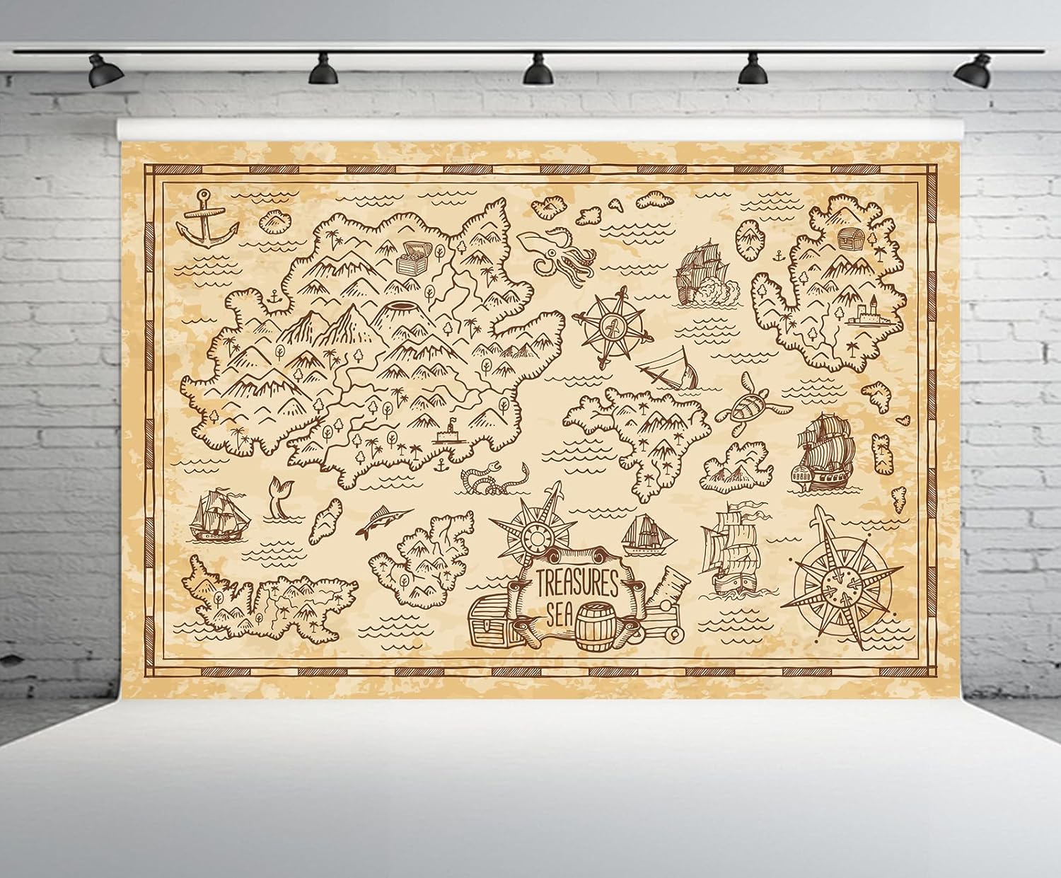 Thumbnail 1 de CHNBGPRO 2.1m x 1.5m Pirate Treasure Map Photo Backdrop