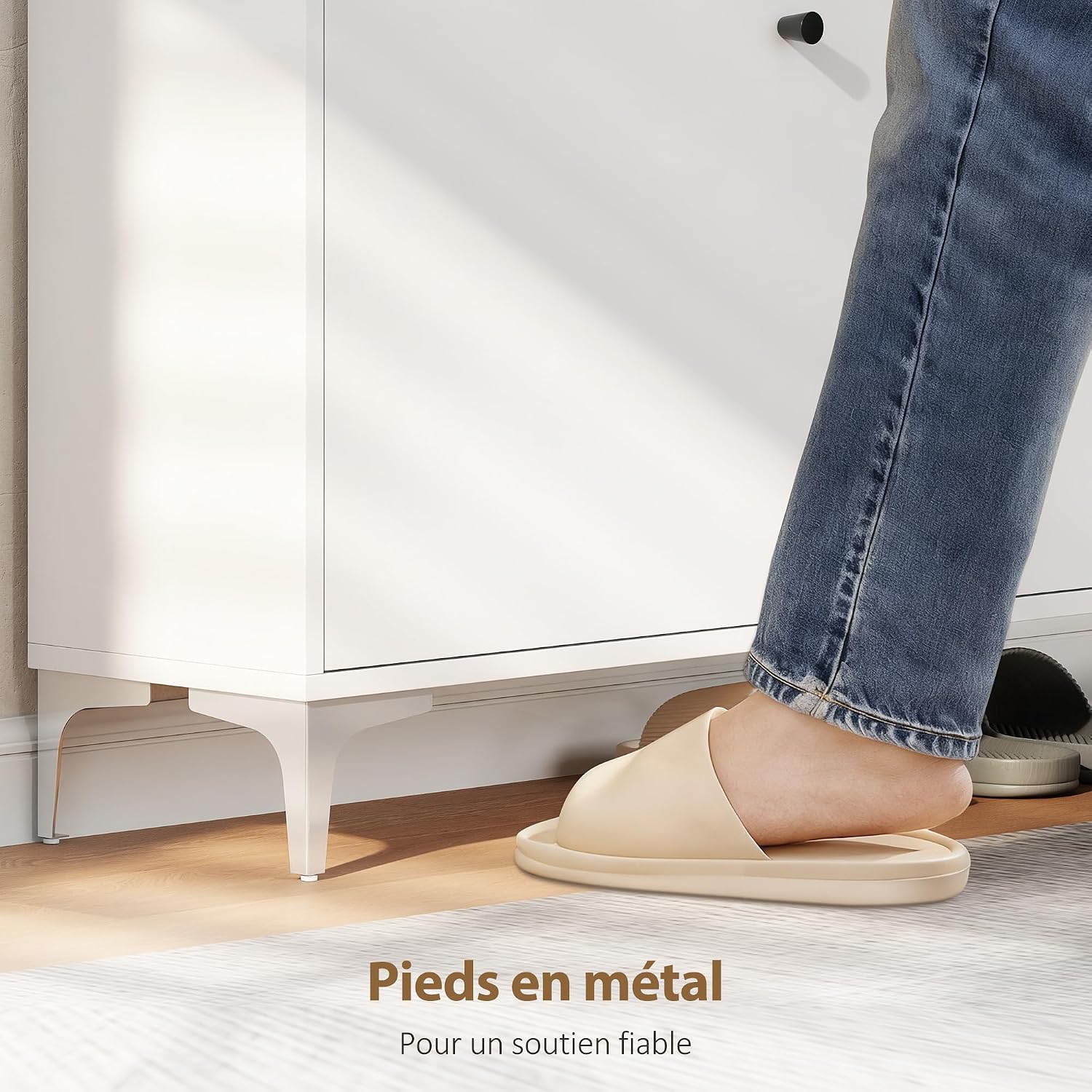 Thumbnail 5 de HOMCOM Meuble à chaussures 16 paires étroit avec 2 tiroirs rabattables et surface supérieure (80 x 24 x 101 cm) blanc