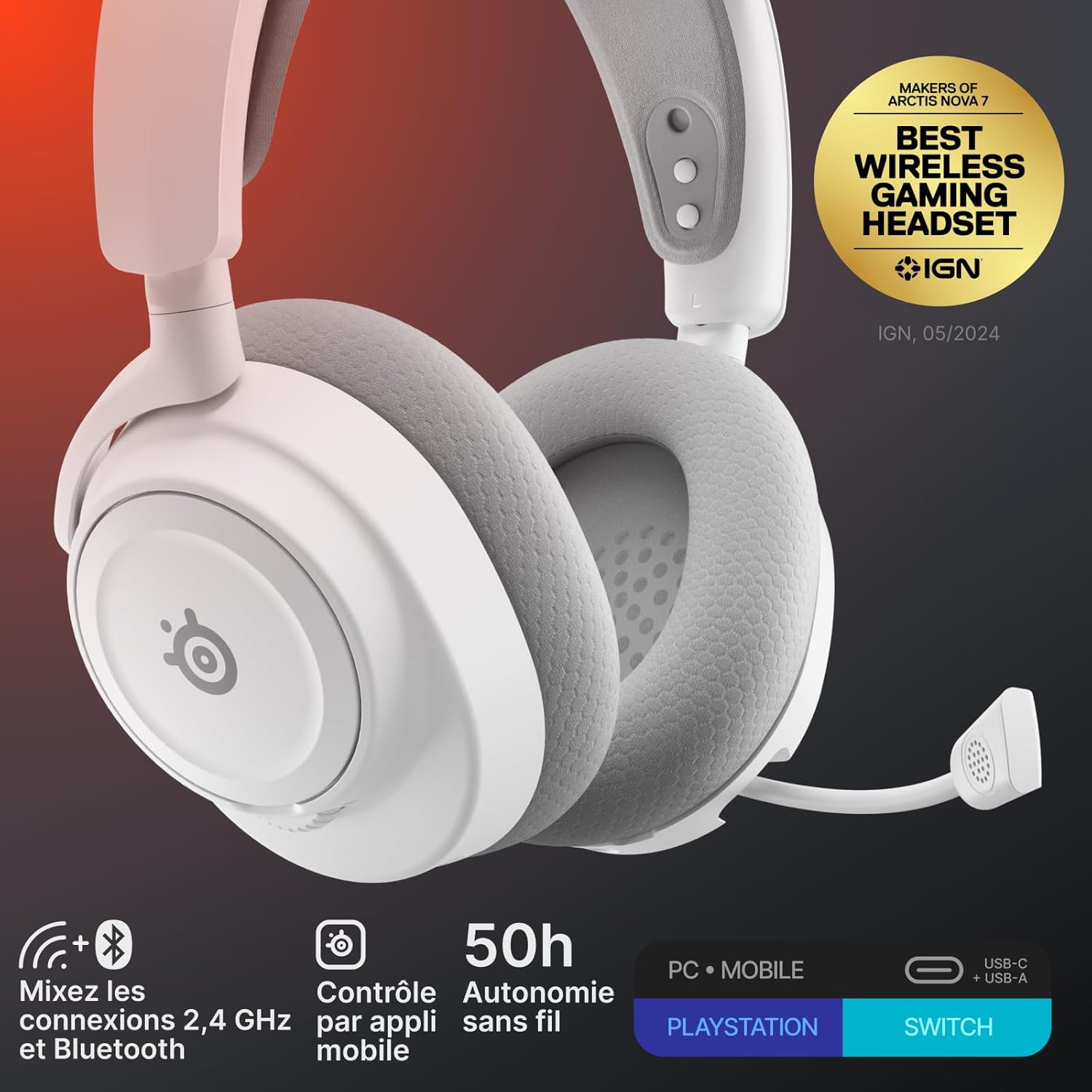 Thumbnail 1 de SteelSeries Arctis Nova 7 Gen2 sans fil multi-plateforme (2,4 GHz + Bluetooth) – contrôle en temps réel