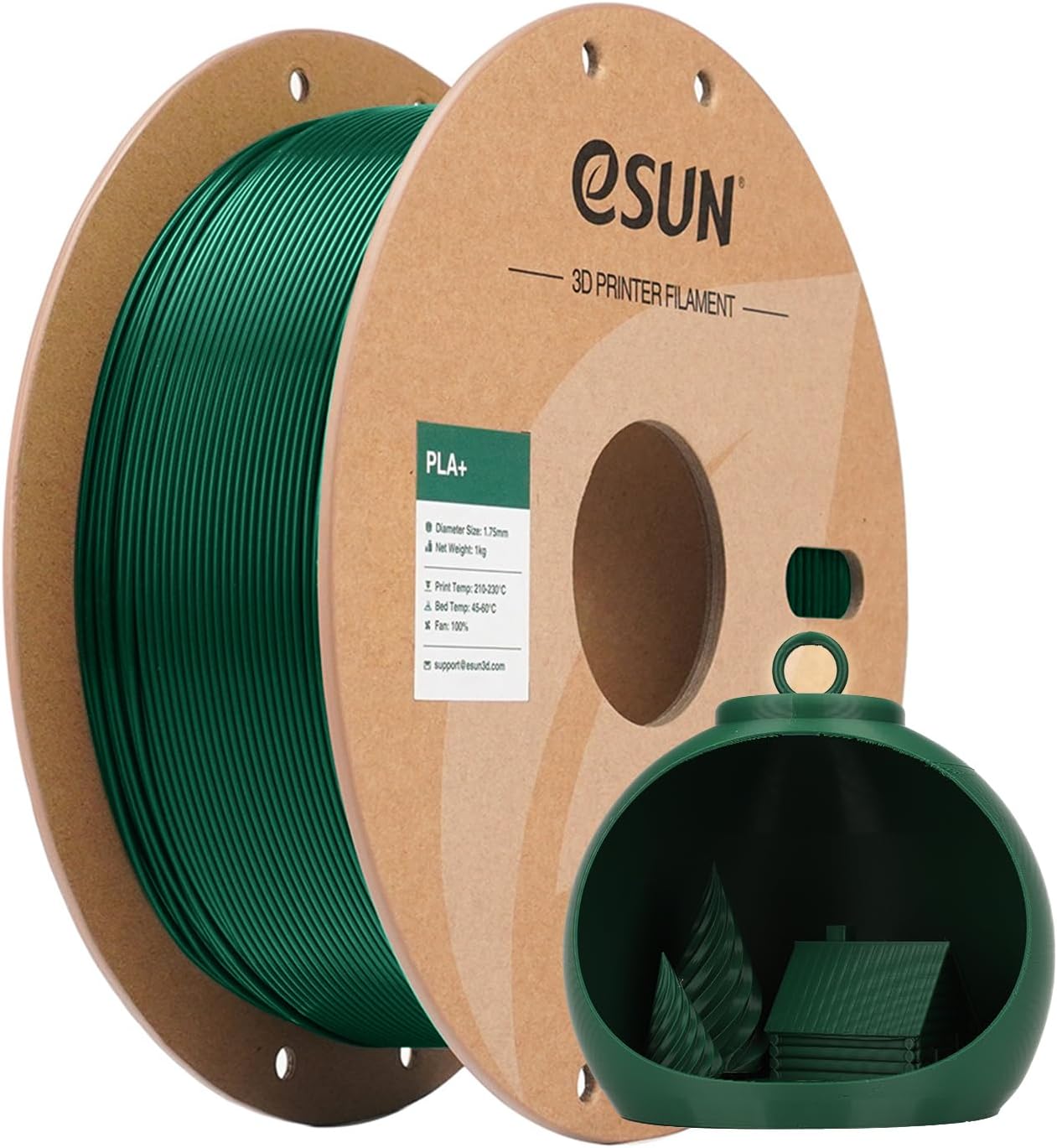 eSUN PLA+ 3D Printer Filament, 1.75 mm, 1 kg, Pine Green