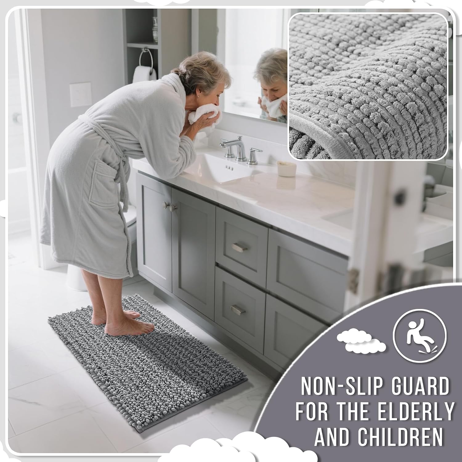 Thumbnail 5 de Yimobra Large Bath Rug 36x24 Inch: Ultra-Soft Chenille Non-Slip, Washable and Quick-Dry