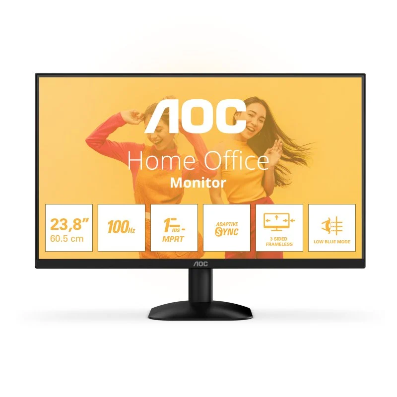 Detalle de Monitor AOC 24" 1080p 100 Hz VA Adaptive Sync sin marco Flicker Free Low Blue Light