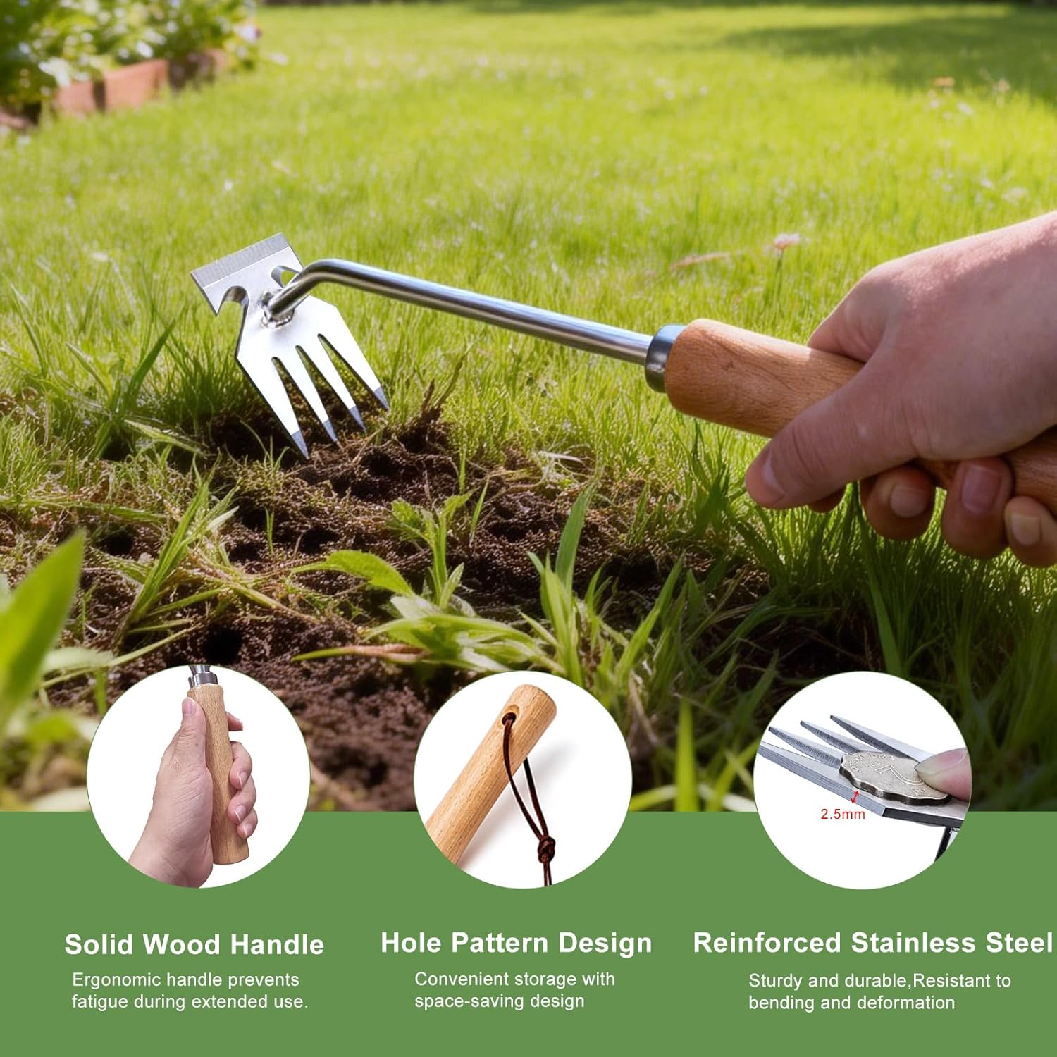 Thumbnail 1 de Orelex Weed Puller – professional weeding tool with rustproof stainless steel and wooden handle