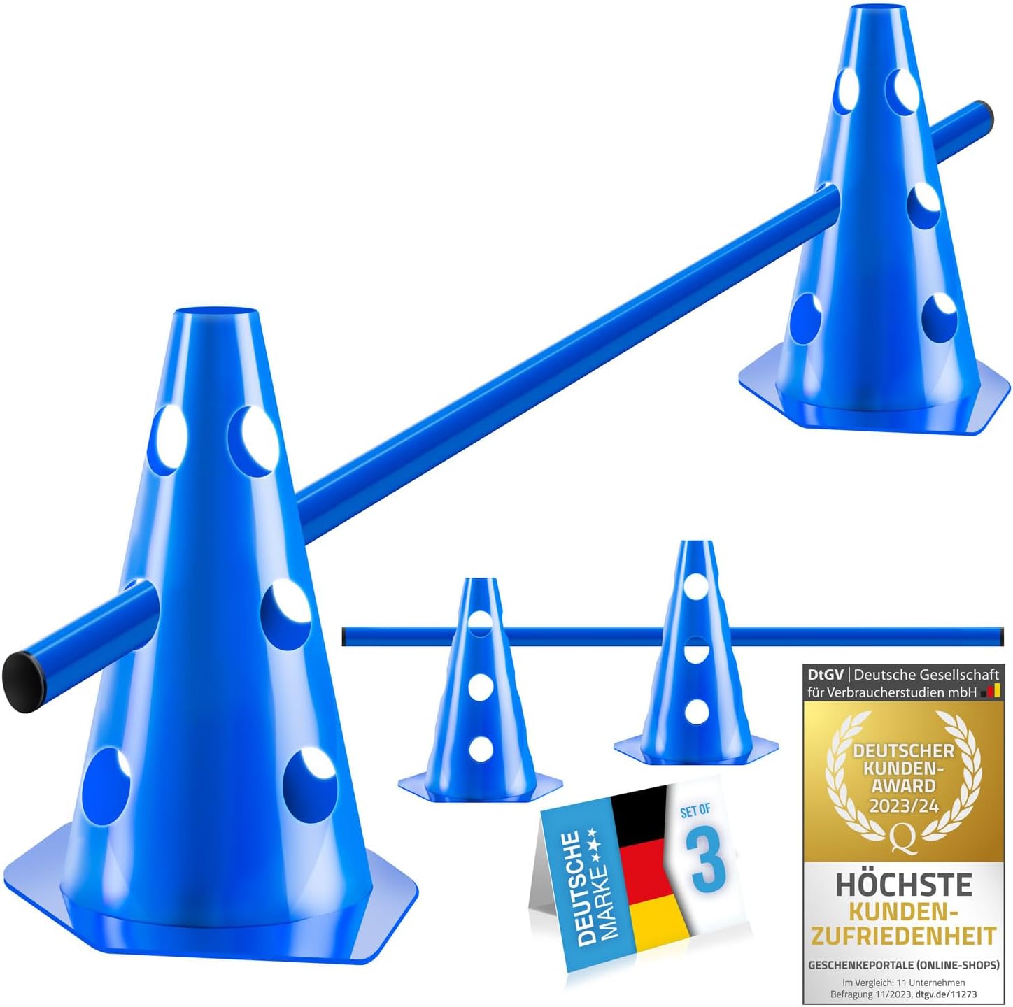 all Pets United Steckhürden-Set für Hunde – Agility-Training, inkl. Stange (100 cm) und Hütchen