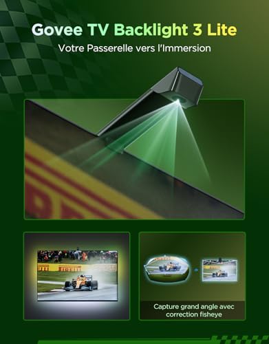 Detalle de Govee TV Backlight 3 Lite avec Correction Fisheye – RGBICW 4 en 1 pour téléviseur 55–65
