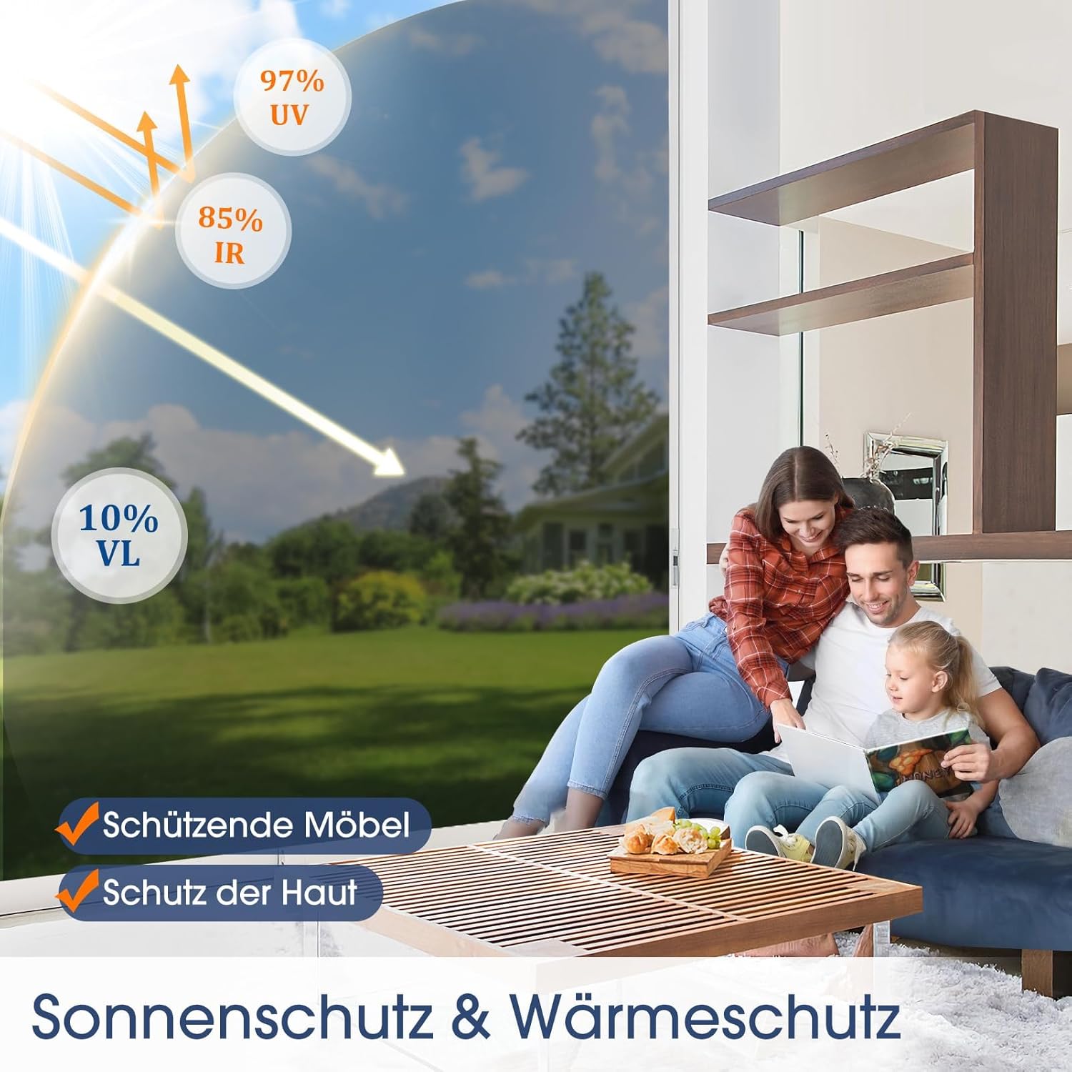 Detalle 2 de Lifetree Spiegelfolie für Fenster innen – selbsthaftende UV- & Hitzeschutz-Wärmeschutzfolie, Silber 60×200 cm