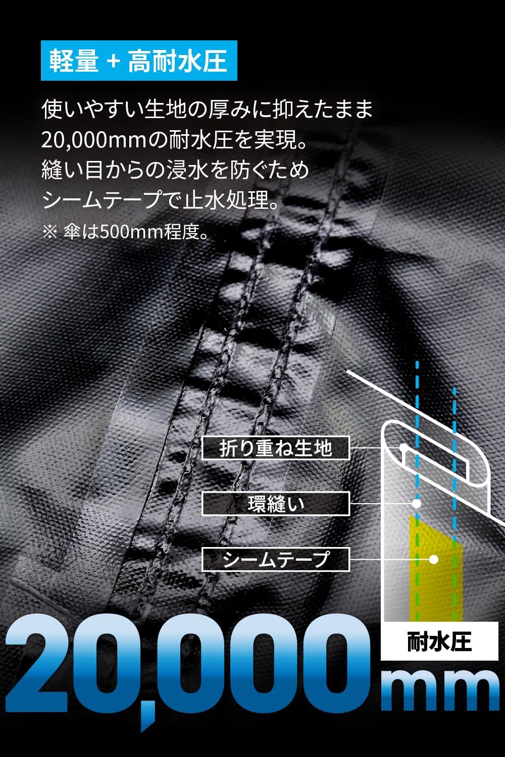 Detalle de デイトナ ブラックカバーWRLite Lサイズ 97941 バイクカバー 耐水圧20,000mm・耐熱パッド付属