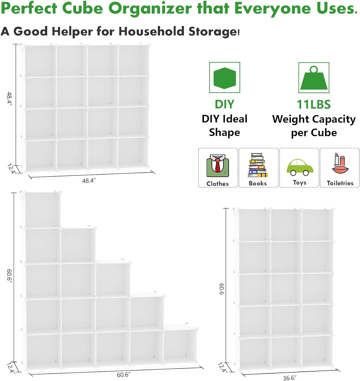 Thumbnail 2 de C&AHOME Cube Storage Organizer 16 cubes