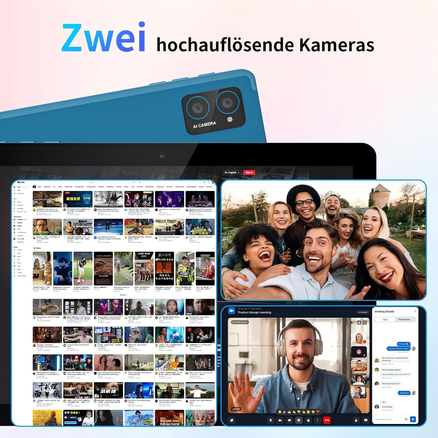 Thumbnail 6 de AWOW Tablet 10 Zoll Android 15 (2026) 8 GB RAM + 64 GB, 7000-mAh, WiFi 6 – mit Schutzhülle & Folie
