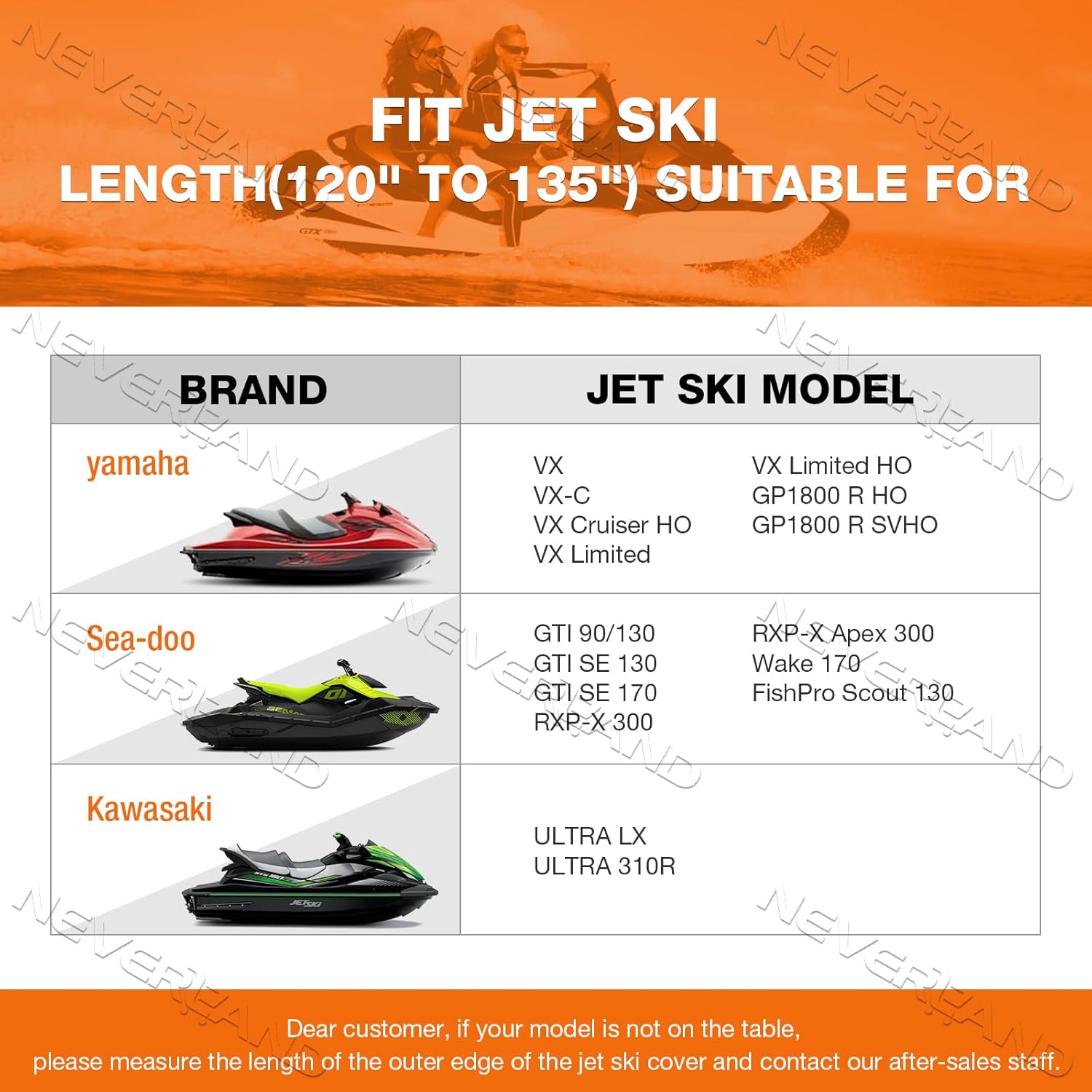 Thumbnail 1 de NEVERLAND Jet Ski Cover for 2–3 Seater Jet Skis (120–135 in) — Heavy-Duty Waterproof, UV-Resistant