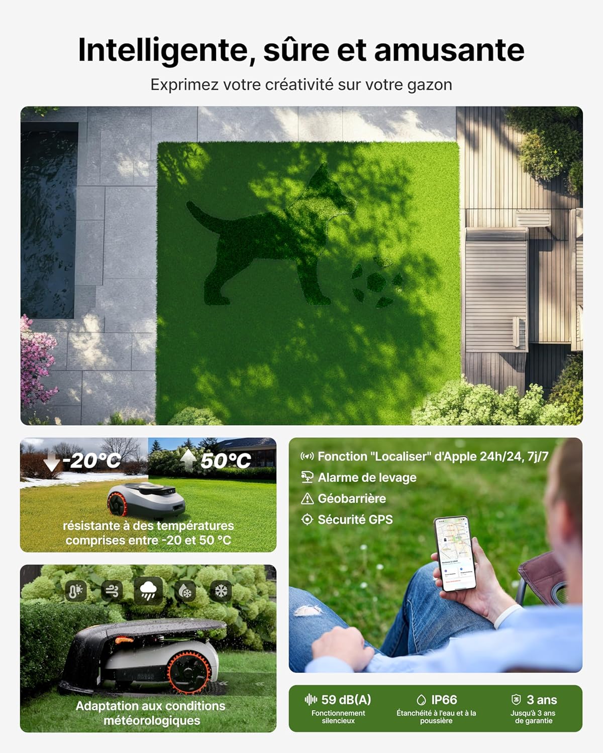 Thumbnail 6 de NAVIMOW i208 LiDAR – Tondeuse robotisée tout-terrain 45% avec Vision Fusion, sans fil et cartographie automatique