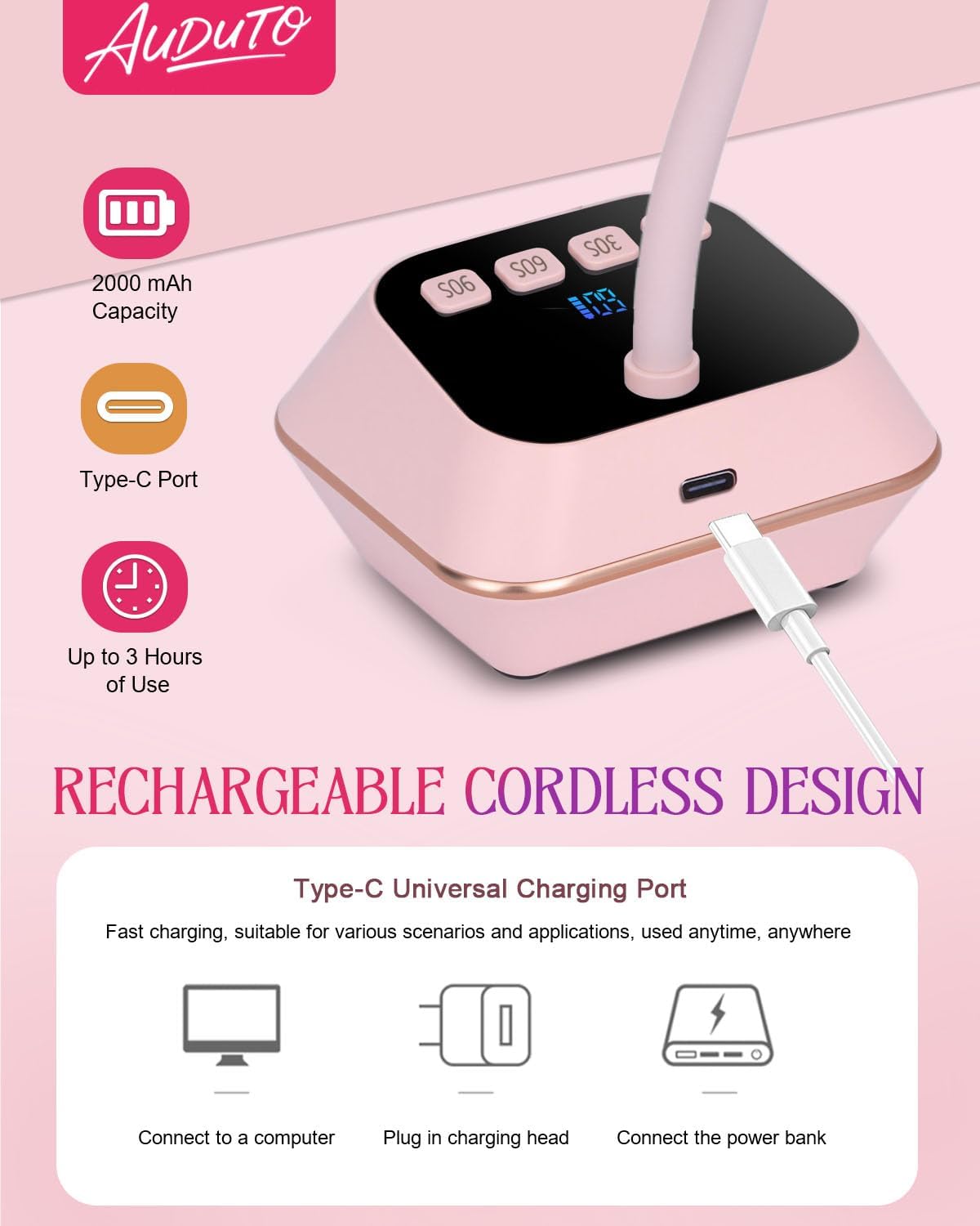 Detalle 2 de Auduto UV LED Nail Lamp 36W for Gel Nails 💅