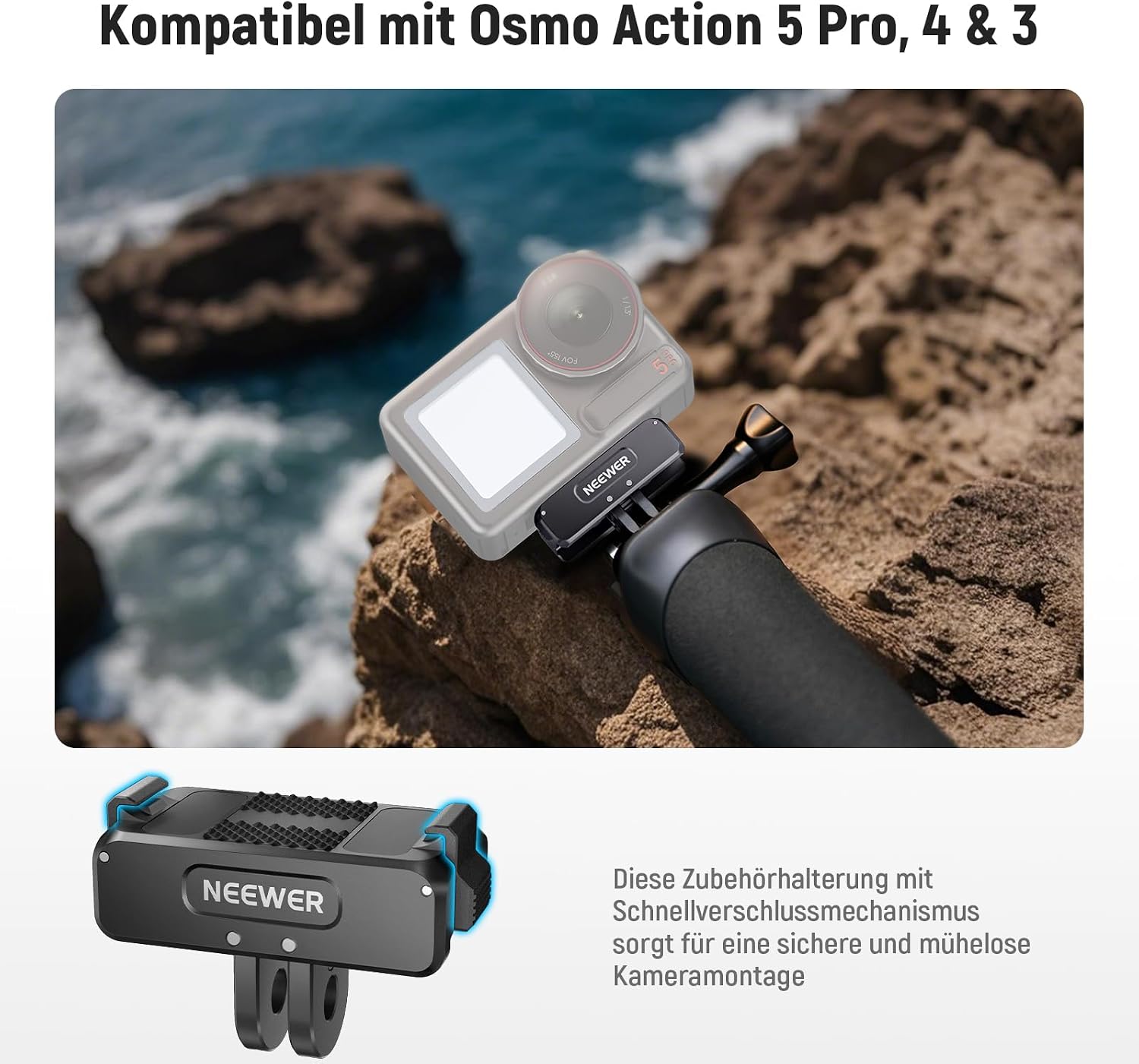 Detalle de NEEWER Magnethalterungsadapter AC011 – kompatibel mit DJI Osmo 360 und Action-Kameras