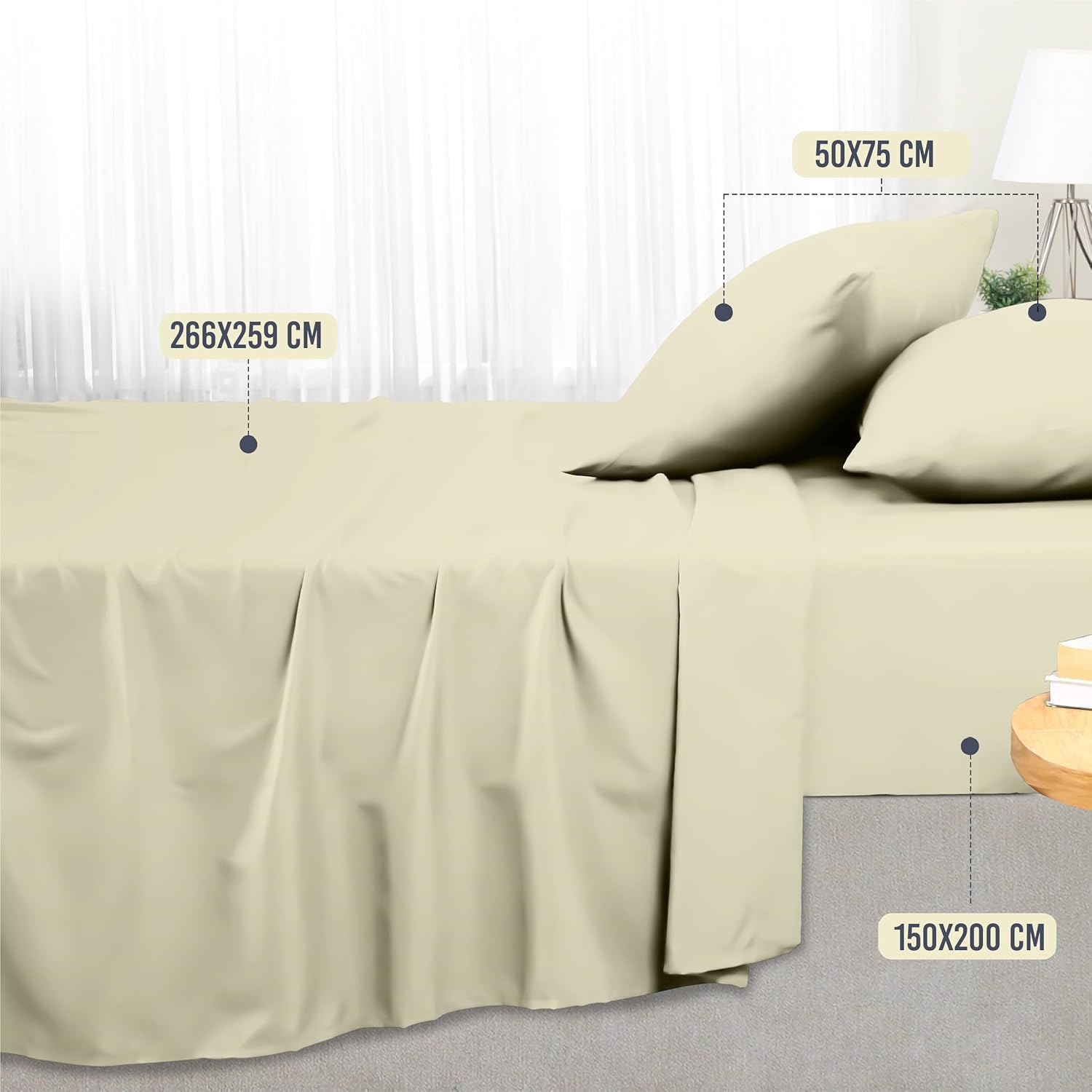 Thumbnail 1 de Utopia Bedding Sábanas 4 Piezas 150x200 Marfil