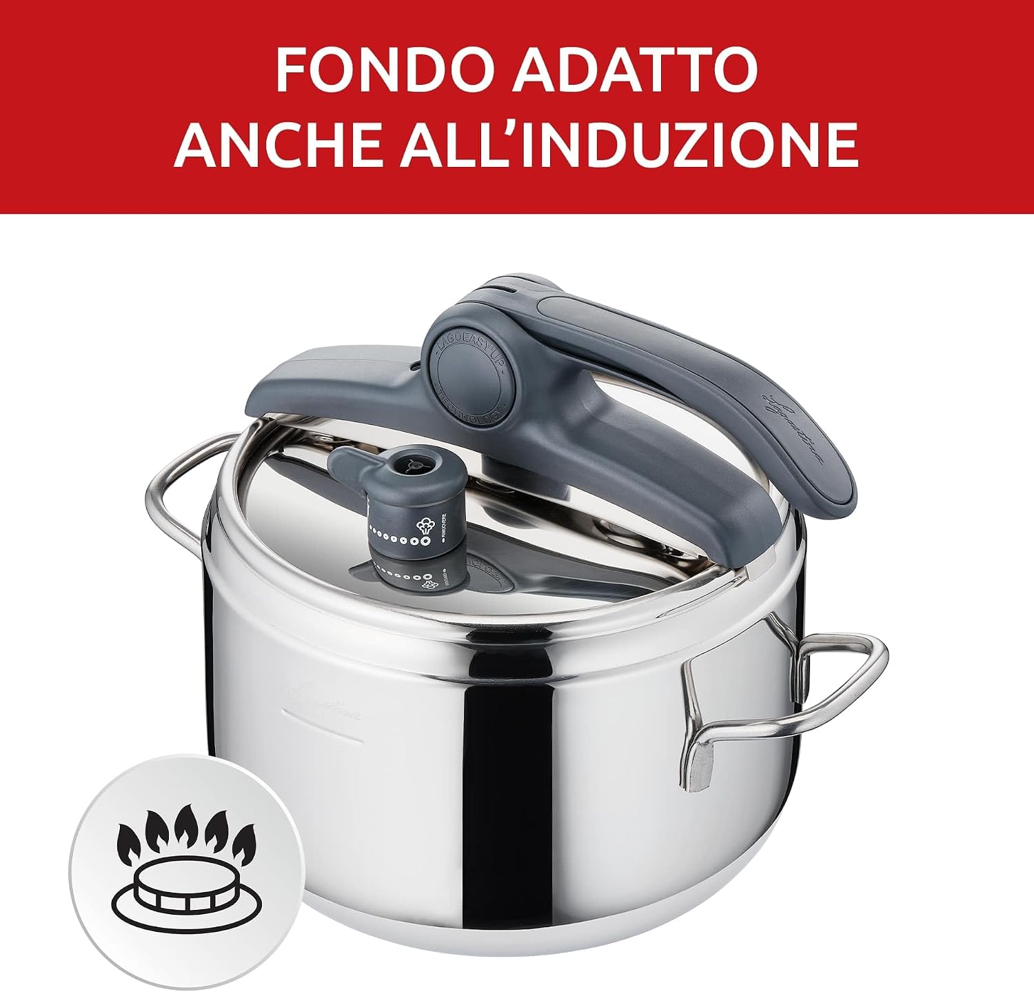 Detalle de Lagostina Irradial Control Pentola a Pressione 3.5 L in Acciaio Inox 18/10 Ø 22 cm