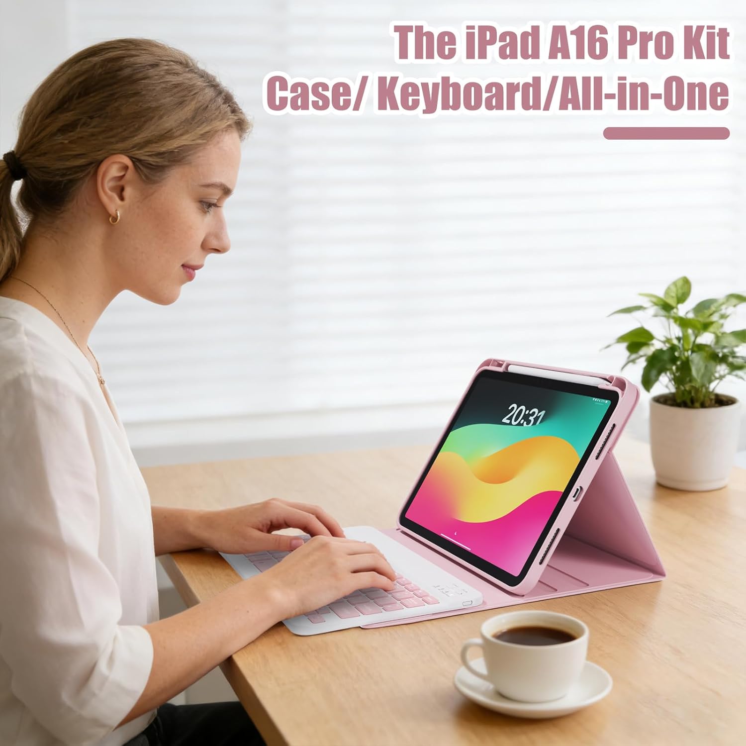 Detalle de WIXY Case with Keyboard for iPad A16 11th Gen / 10th Gen – Pink