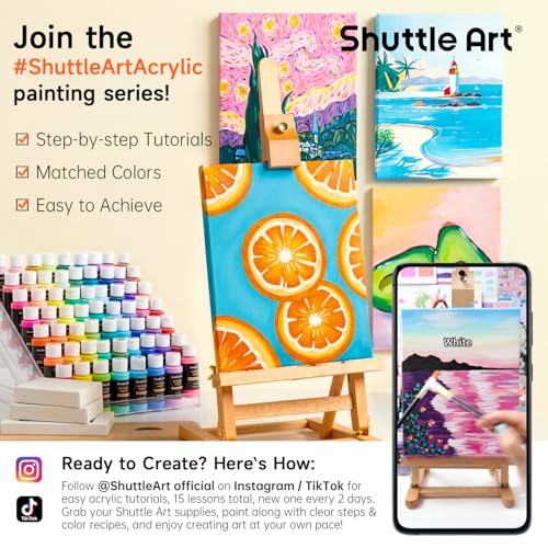 Detalle de Shuttle Art 36-Color Acrylic Paint Set with Brushes & Palette