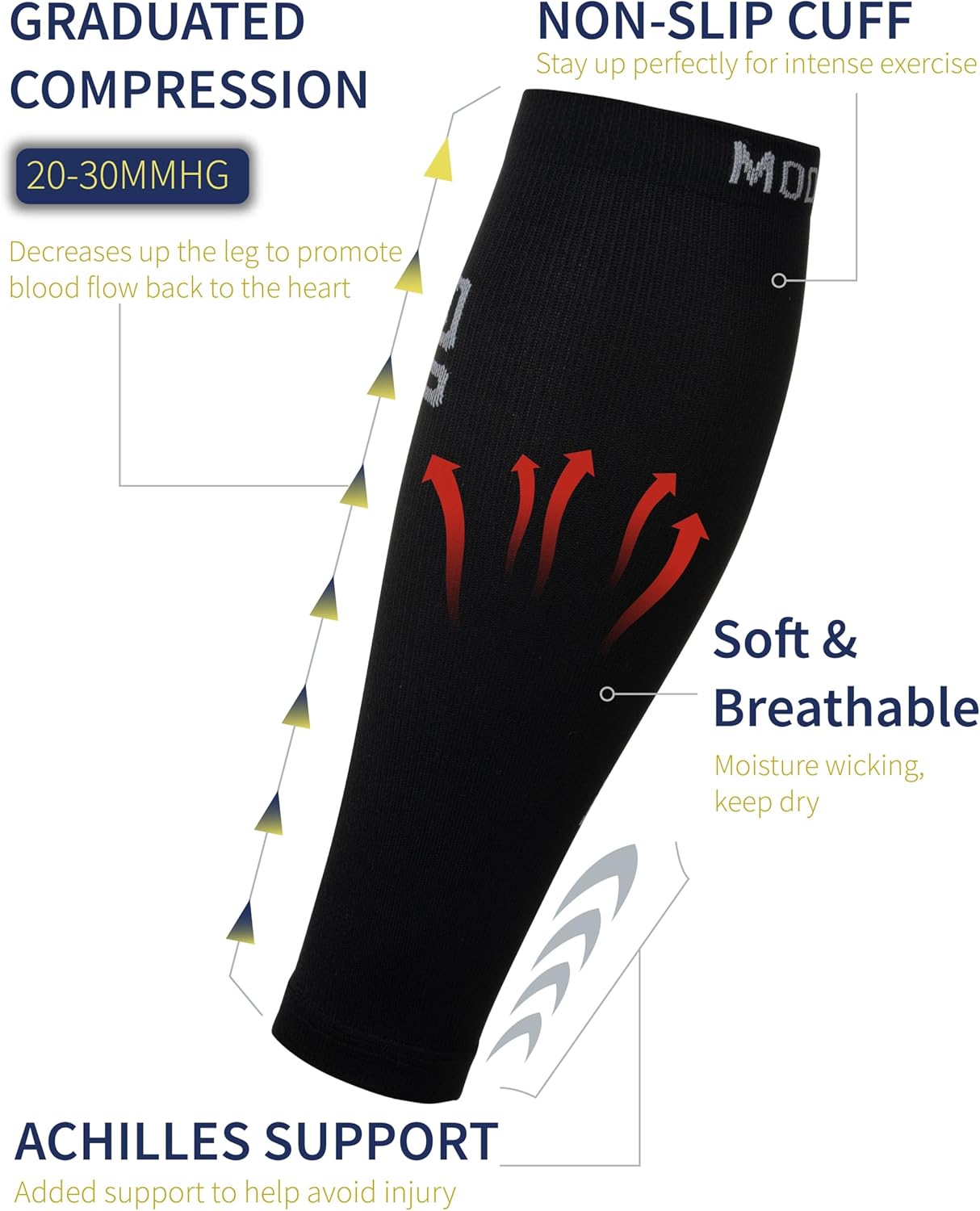 Thumbnail 1 de Modetro Sports calf compression sleeves 20-30mmHg
