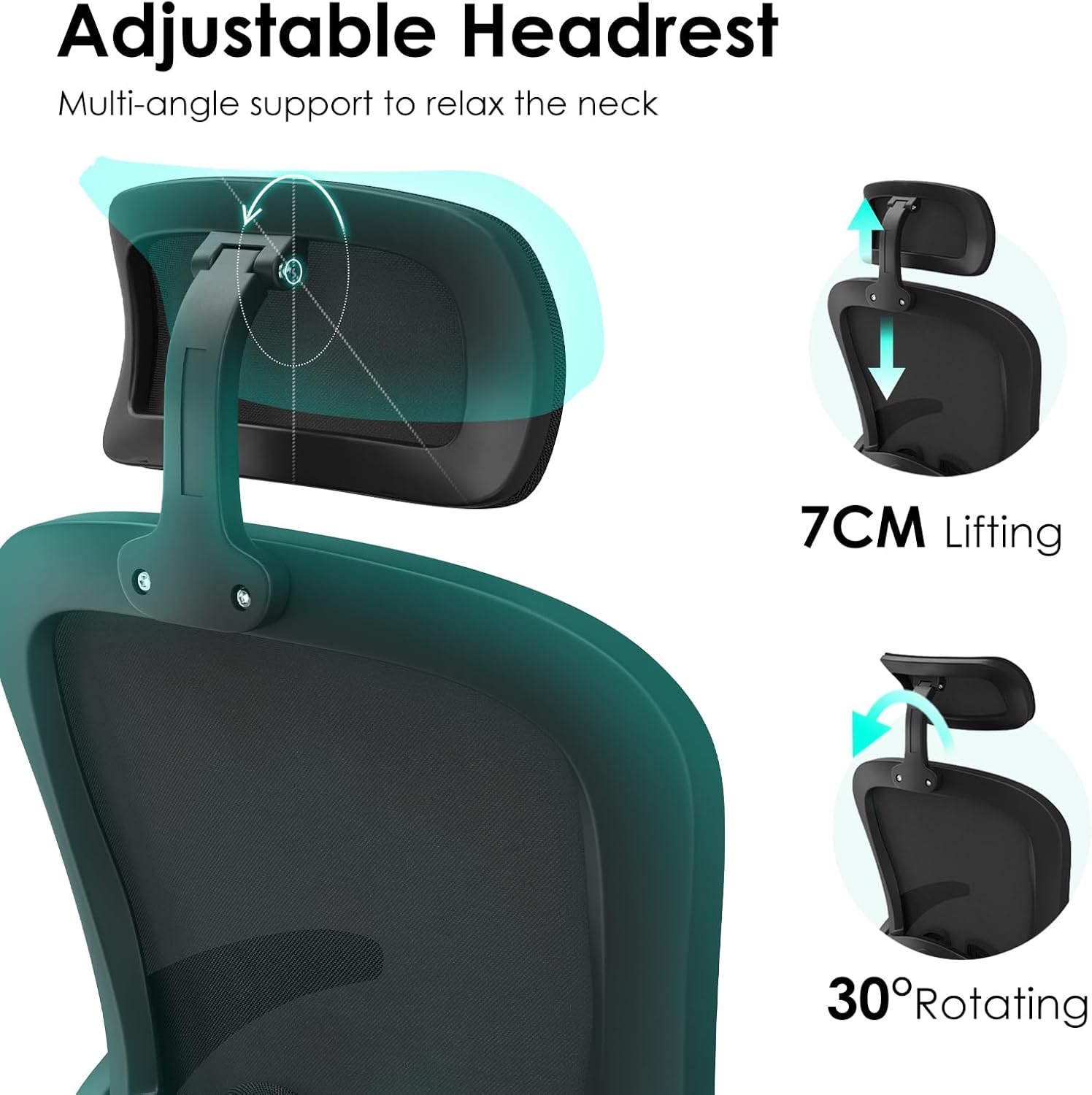 Thumbnail 4 de Farini High Back Executive Office Chair with Adjustable Support, Flip-Up Arms & Ergonomic Design – All Black