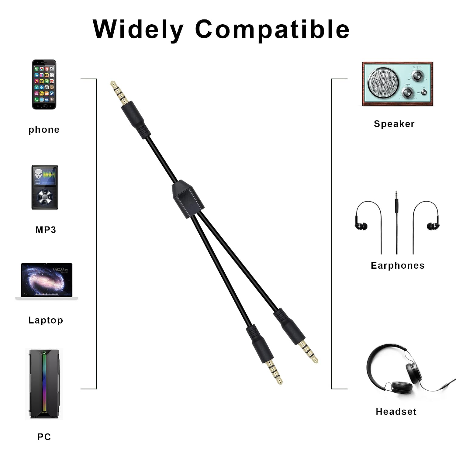 Detalle de Xilaghy 3.5 mm headphone splitter, 2m