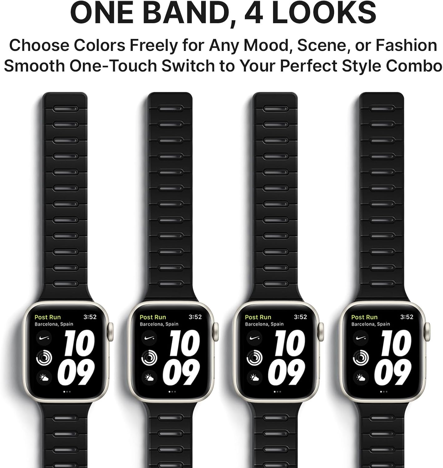 Detalle de Bandletic Double Sided Reversible Strap for Apple Watch (49–42mm) – Magnetic Silicone Sport Band