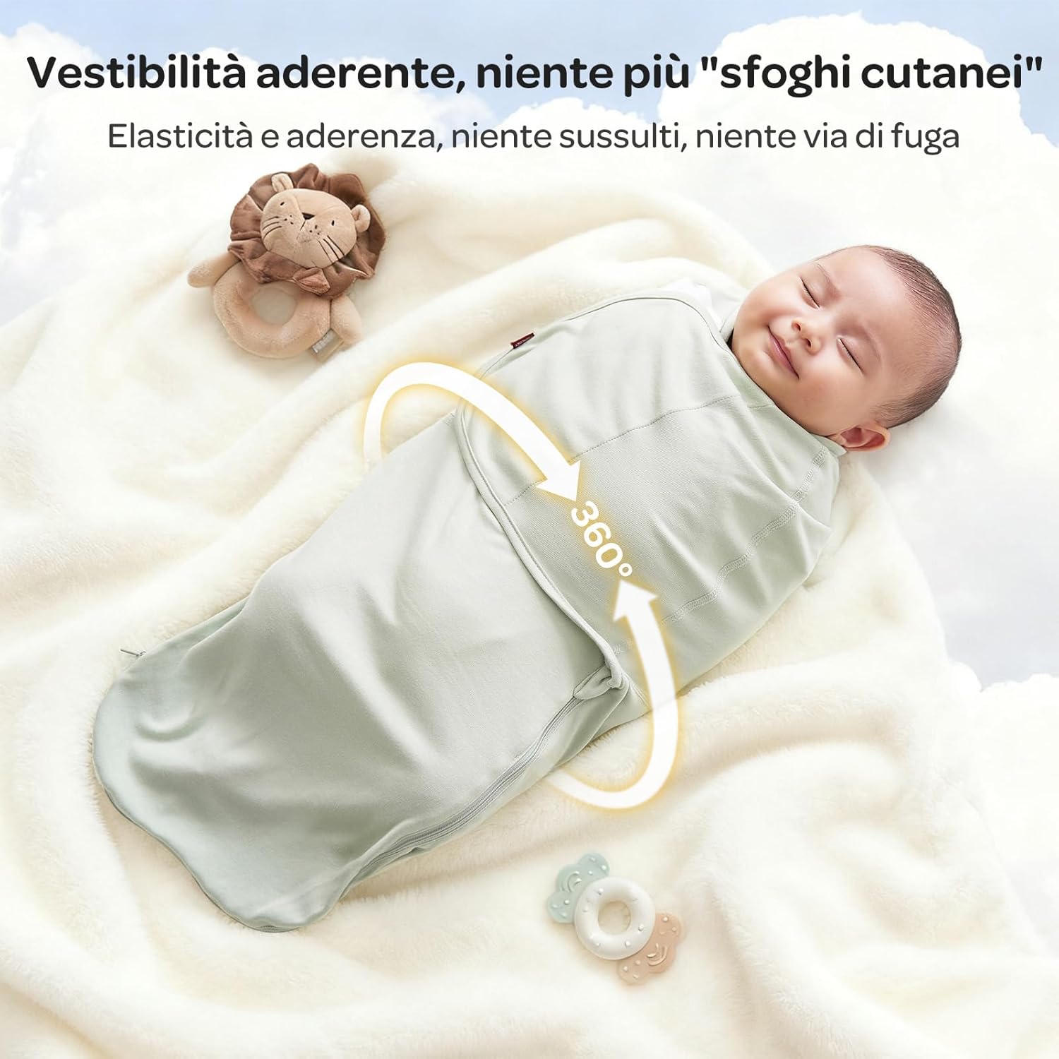 Thumbnail 6 de momcozy Swaddle Neonati 0–3 Mesi, Chiusura Silenziosa – 2 Pezzi Blu/Verde
