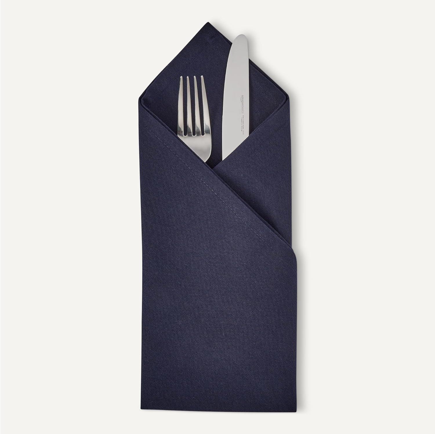 Detalle de Amazon Basics Reusable Stain and Wrinkle Resistant Cloth Napkins, 43 x 43 cm (Set of 12) — Blue