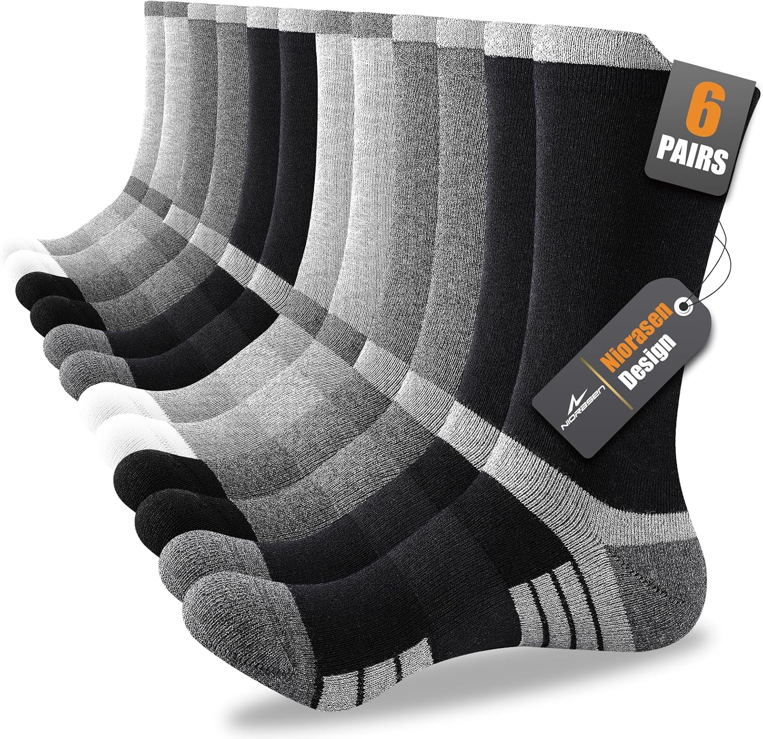 Detalle de Niorasen Men's Crew Socks, 78.6% Cotton