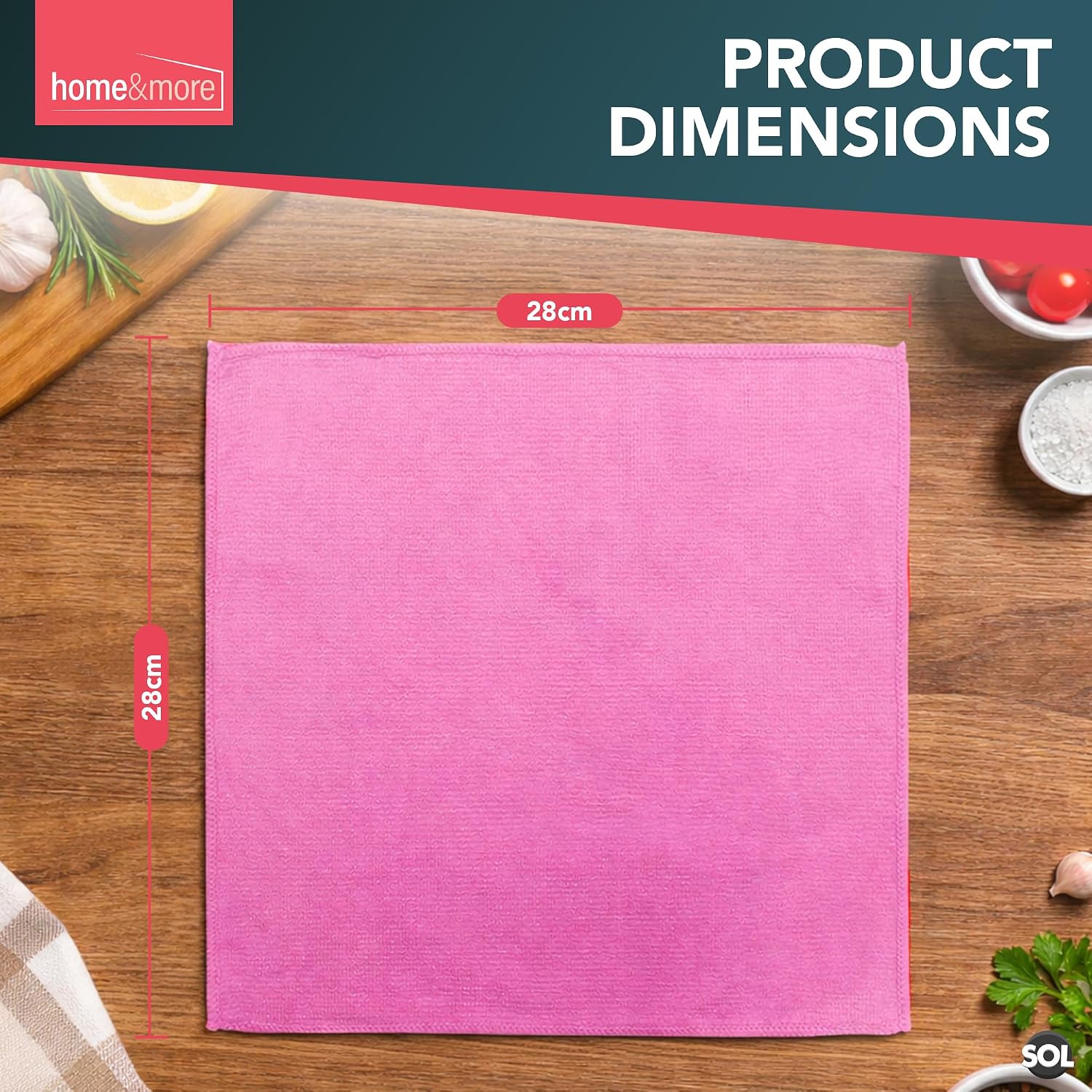 Detalle de SOL 20pk Microfibre Cloths – 28x28cm, Lint-Free Cleaning Rags for Everyday Tasks