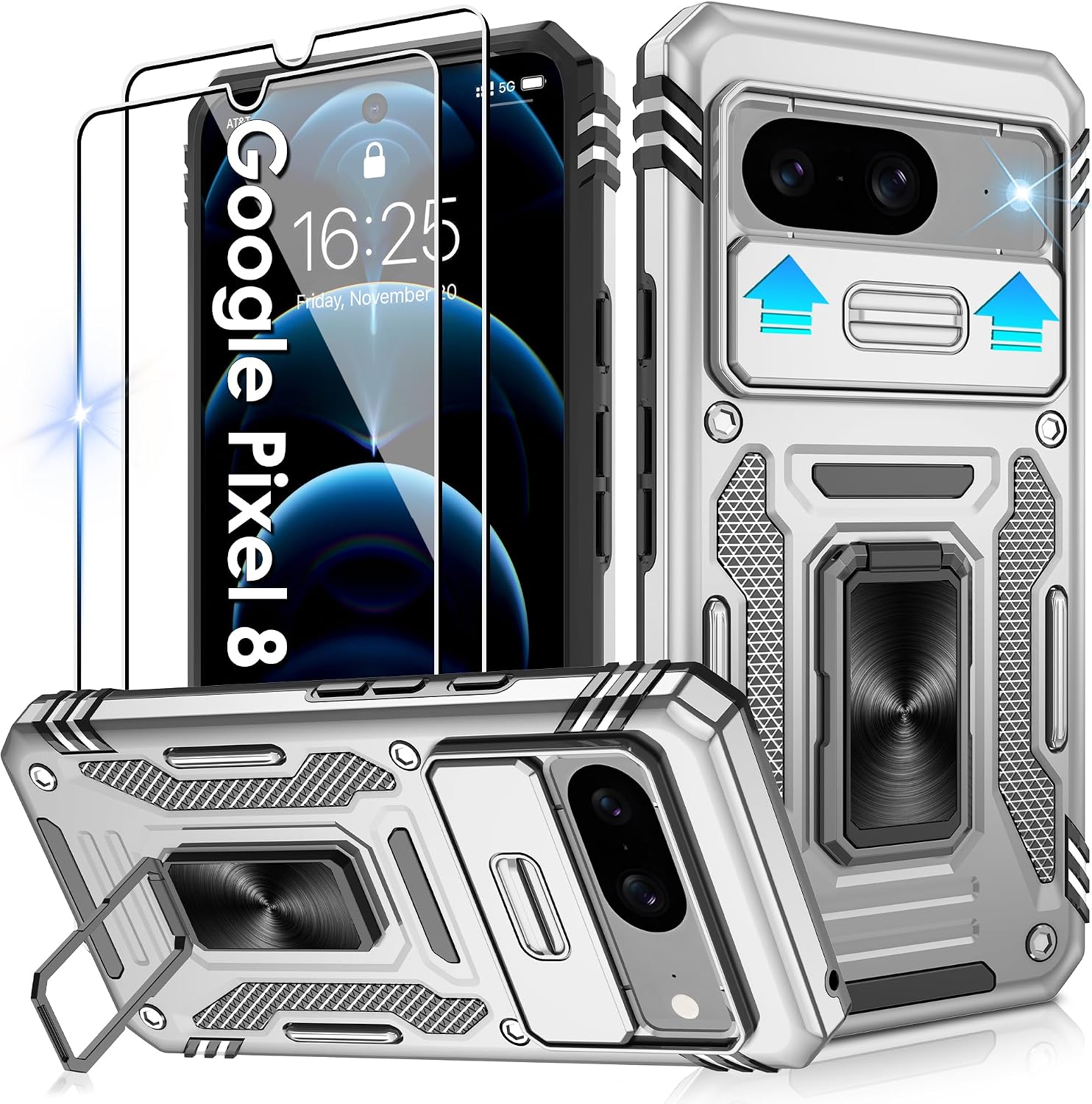 Detalle de Jshru Pixel 8 case with screen protector 2-pack