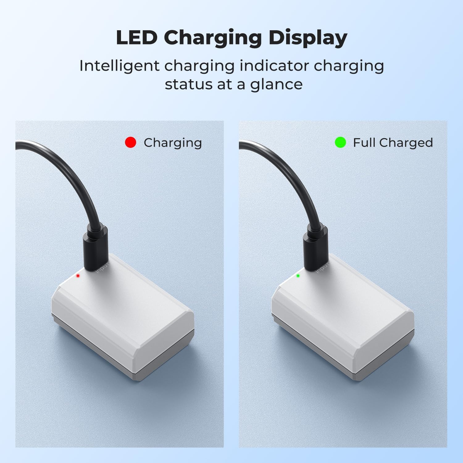 Detalle de K&F CONCEPT 2 Pack NP-FW50 USB-C Batteries for Sony Cameras